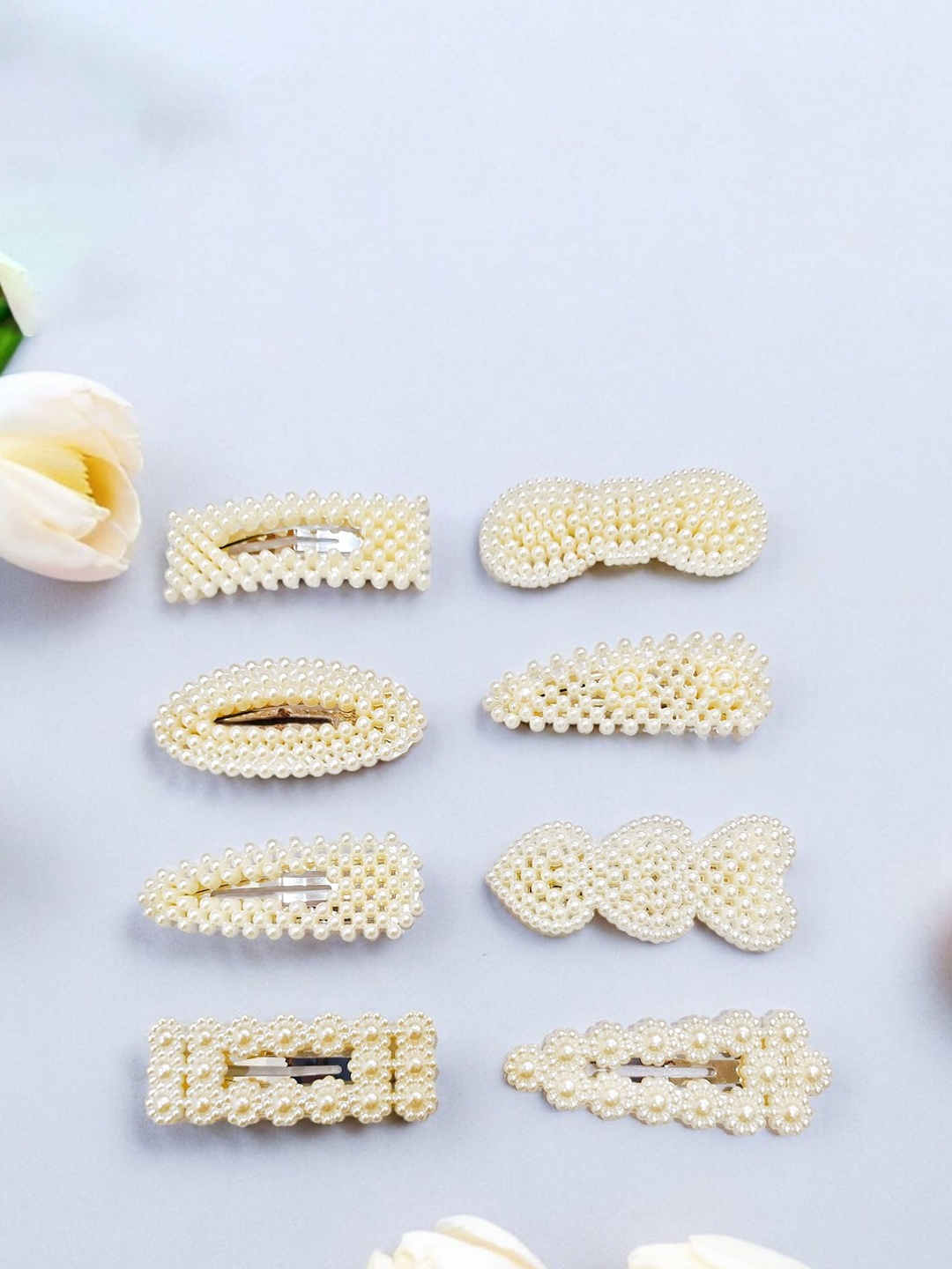 

ANNA CREATIONS Women Tic Tac Hair Clip, White