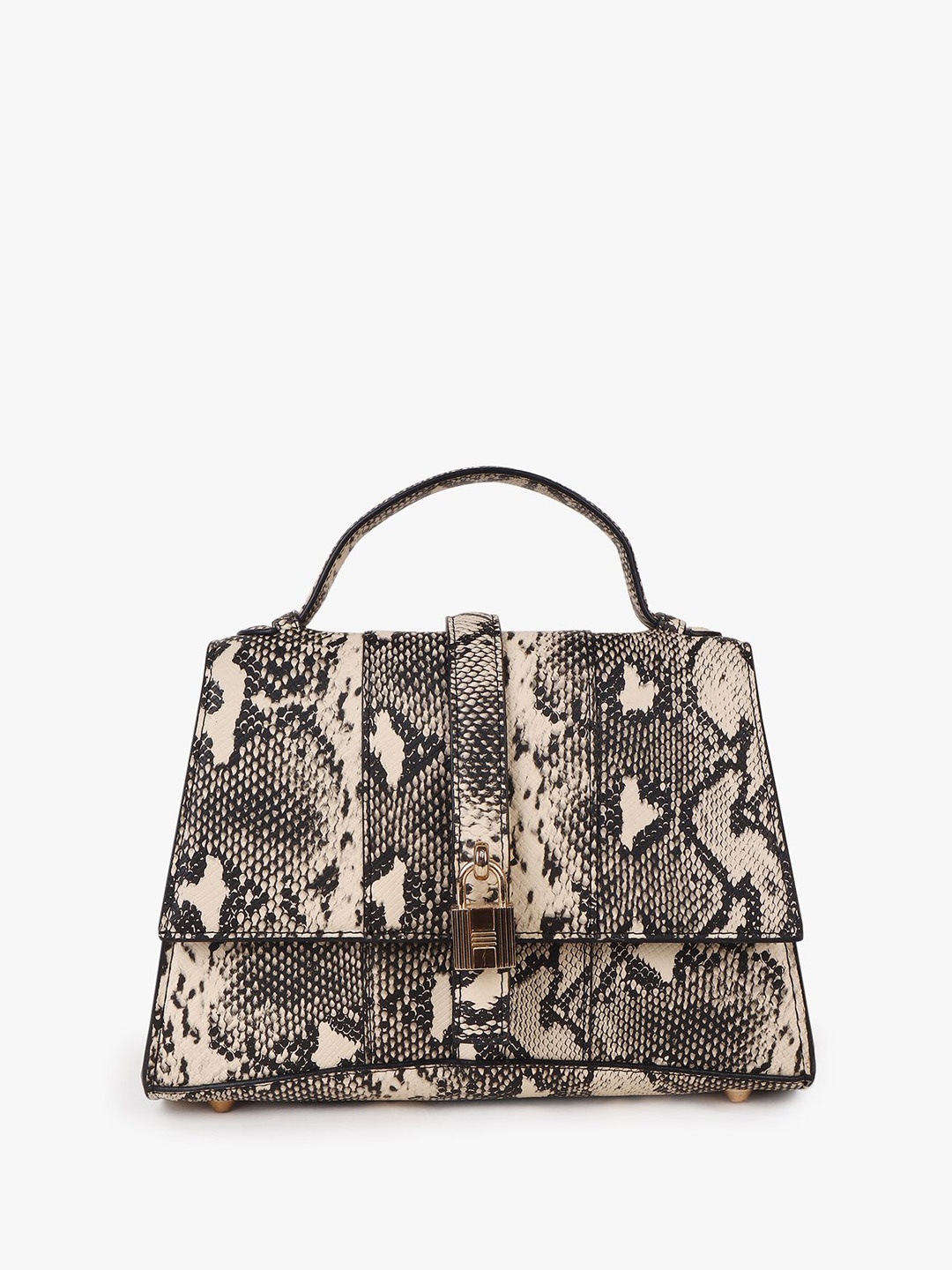 

Carlton London Animal Printed Structured Satchel, Beige
