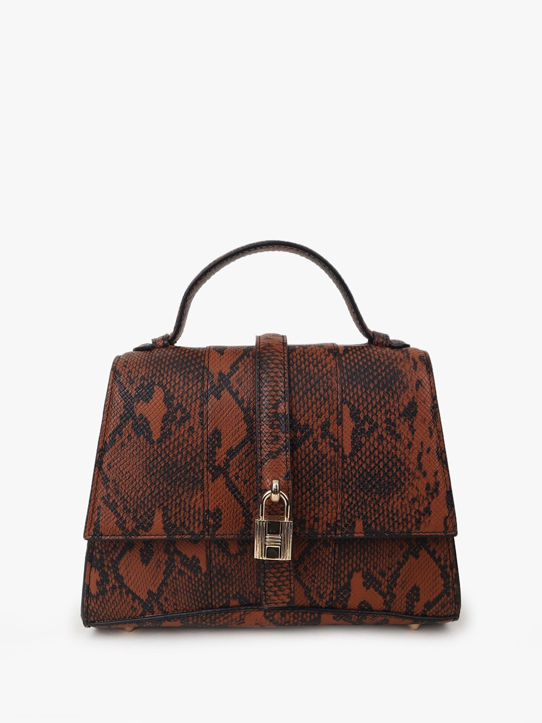 

Carlton London Animal Printed Structured Satchel Bag, Tan