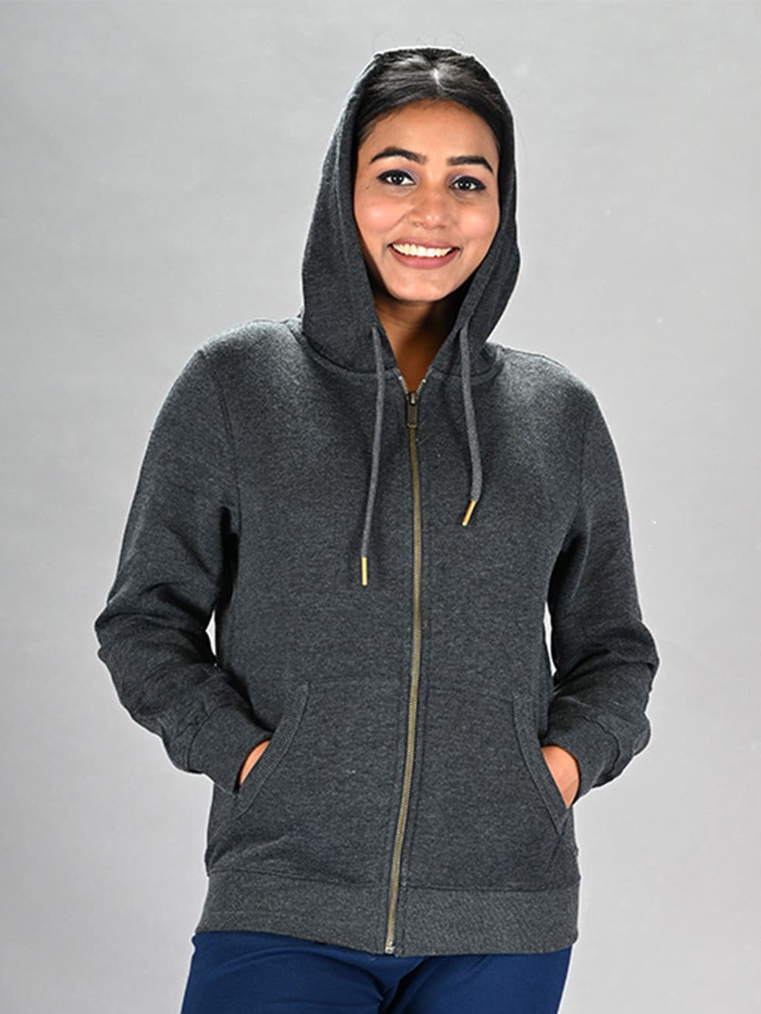 

LYRA Hooded Front Open Sweatshirt, Grey