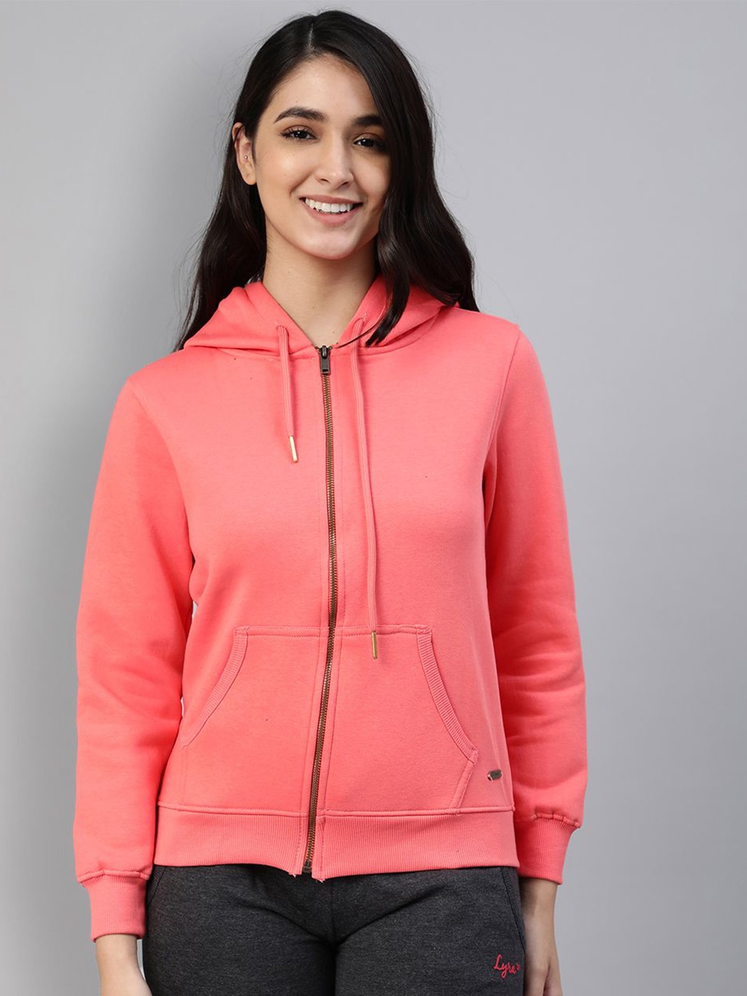 

LYRA Hooded Front Open Sweatshirt, Pink