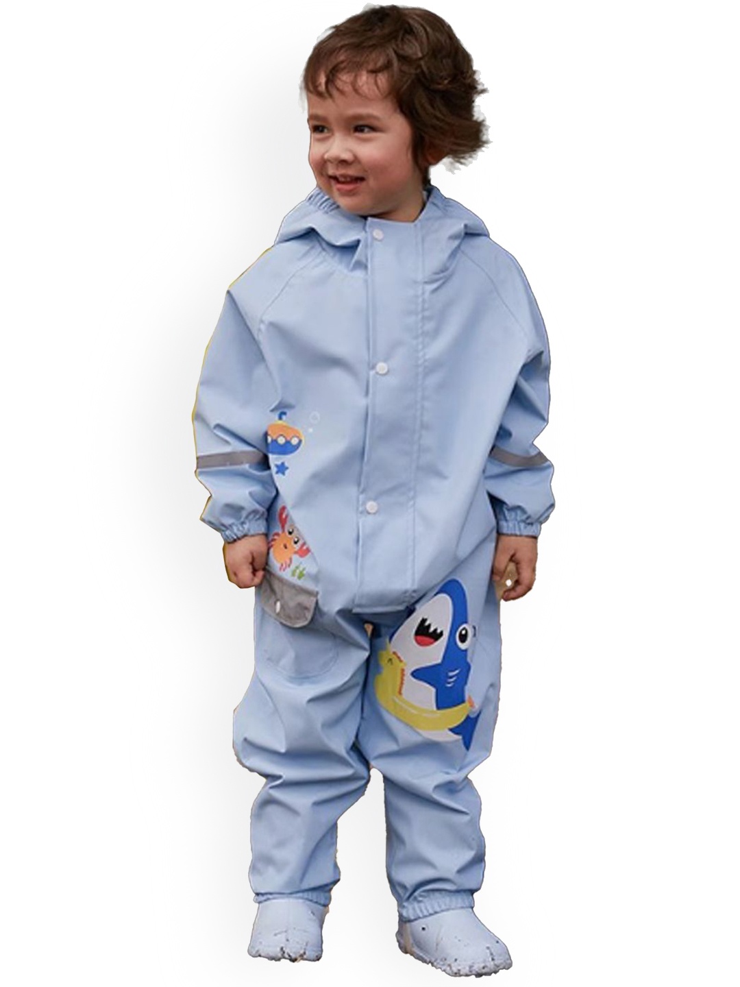 

Little Surprise Box LLP Kids Printed Hooded Rain Jacket, Blue