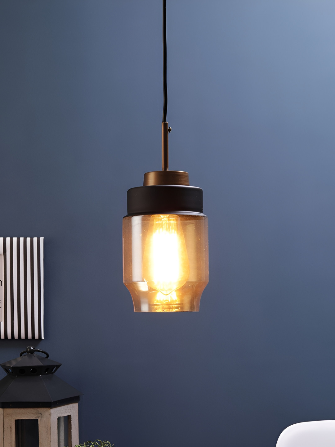 

ELIANTE Gold-Toned Glass Contemporary Ceiling Lamp