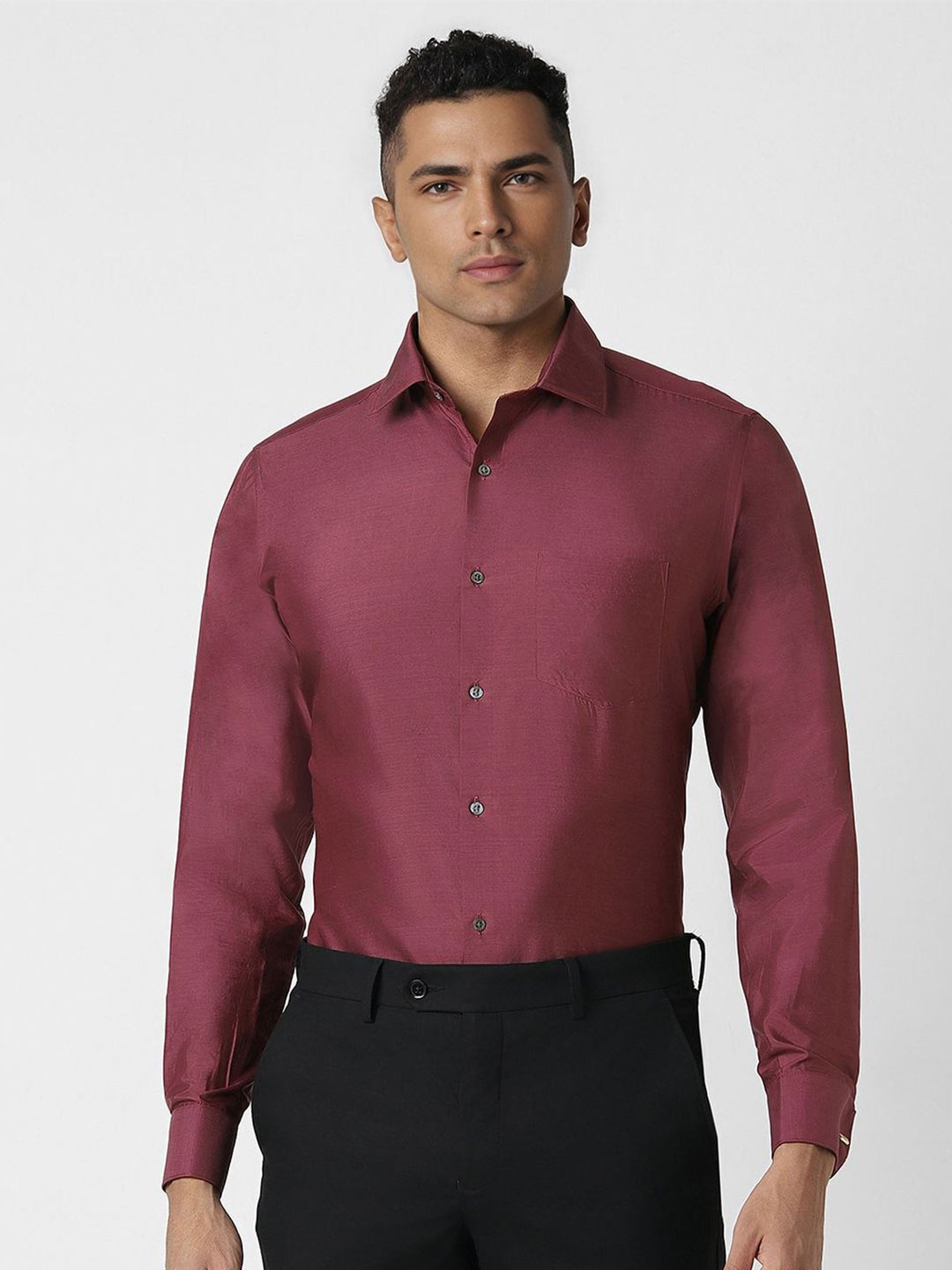 

Van Heusen Spread Collar Opaque Formal Shirt, Maroon