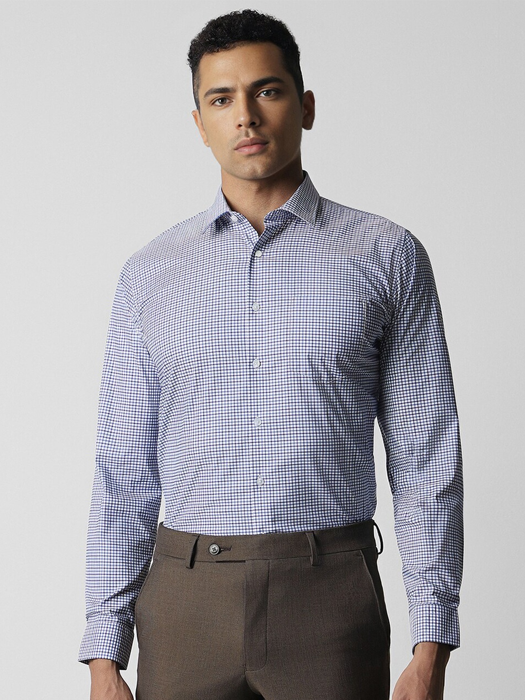 

Van Heusen Slim Fit Checked Spread Collar Formal Shirt, White