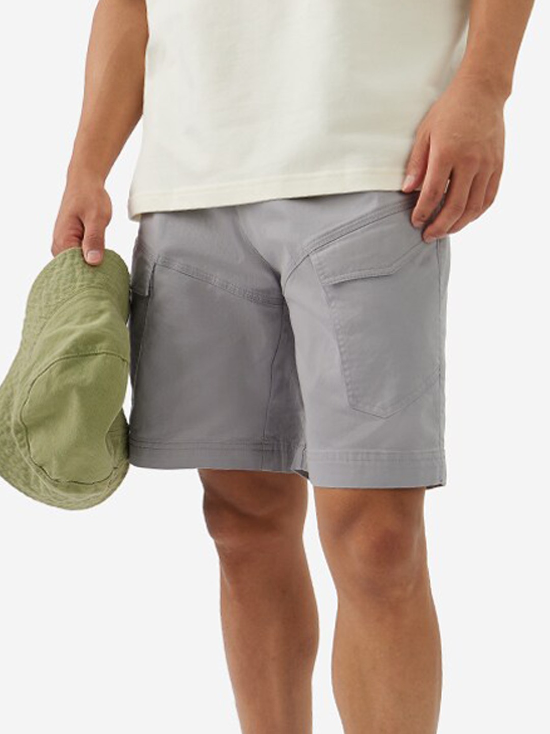 

The Souled Store Men Mid-Rise Cotton Cargo Shorts, Grey