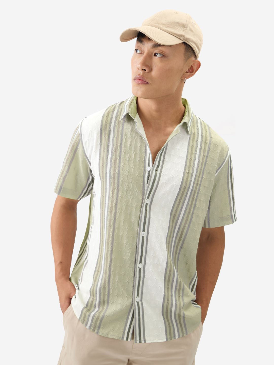 

The Souled Store Spread Collar Short Sleeves Striped Regular Fit Casual Shirt, Multi