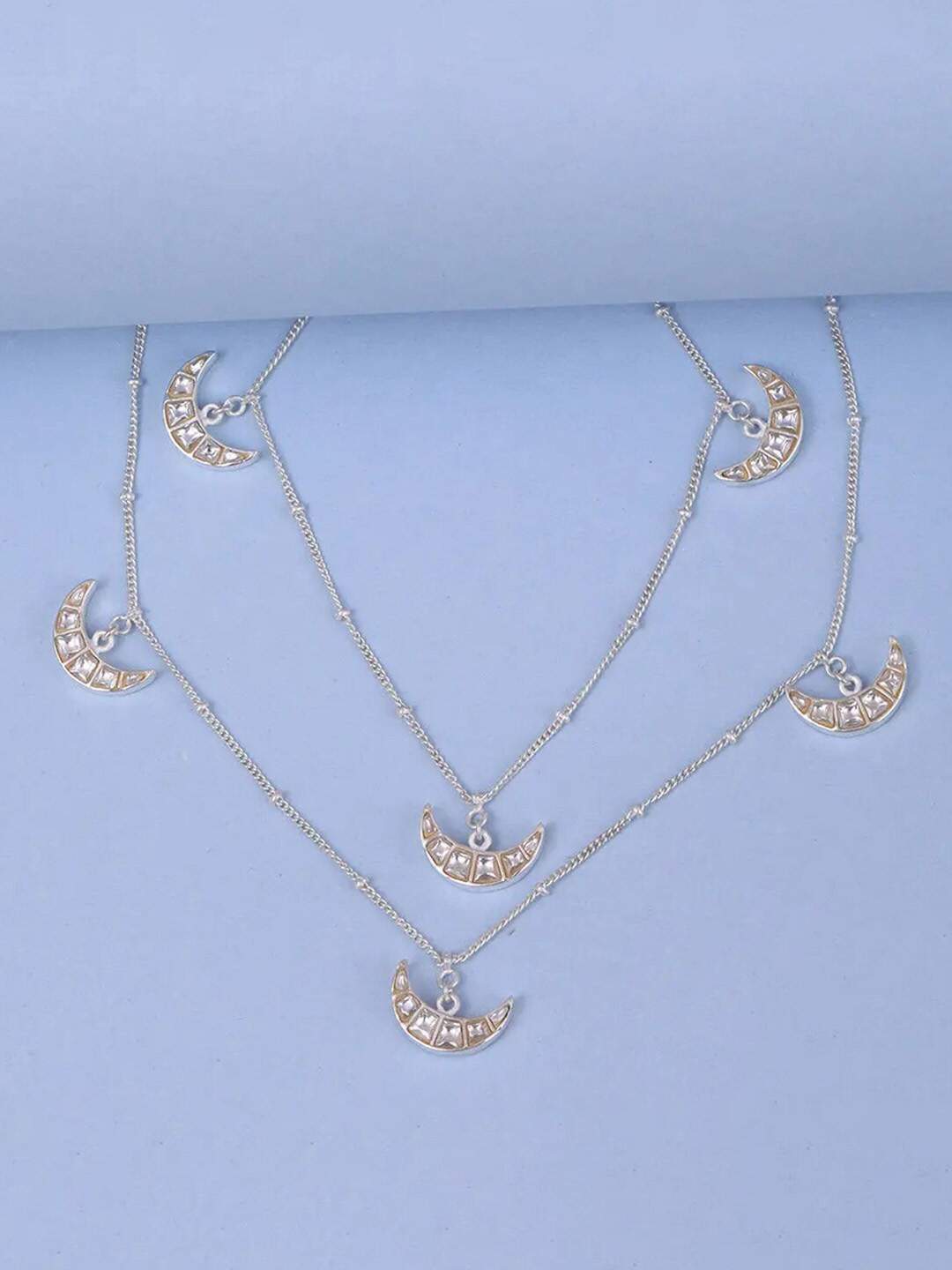 

Unniyarcha 92.5 Silver Artificial Stones and Beads Anklets
