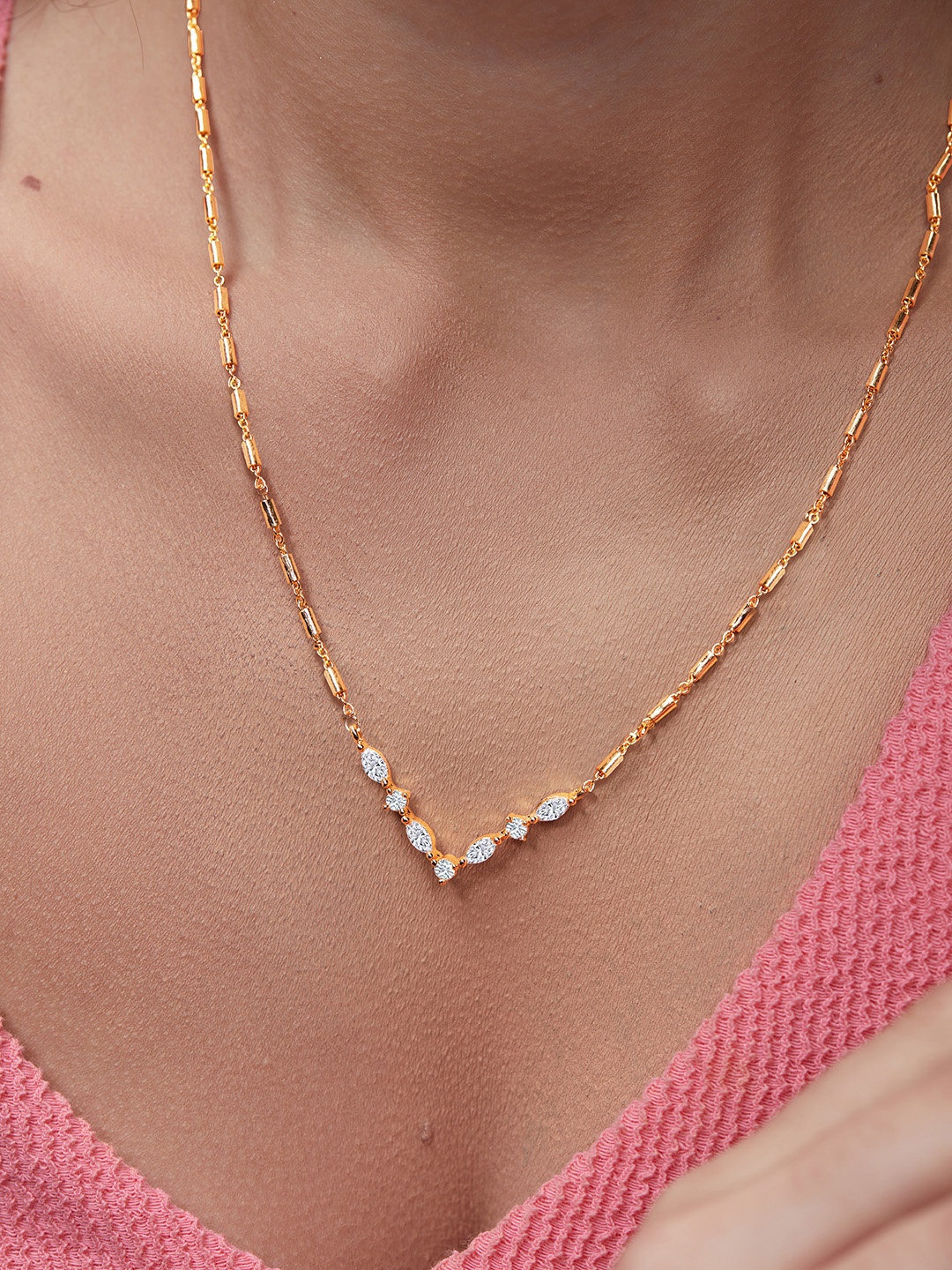 

MINUTIAE Gold-Plated Stones-Studded Necklace