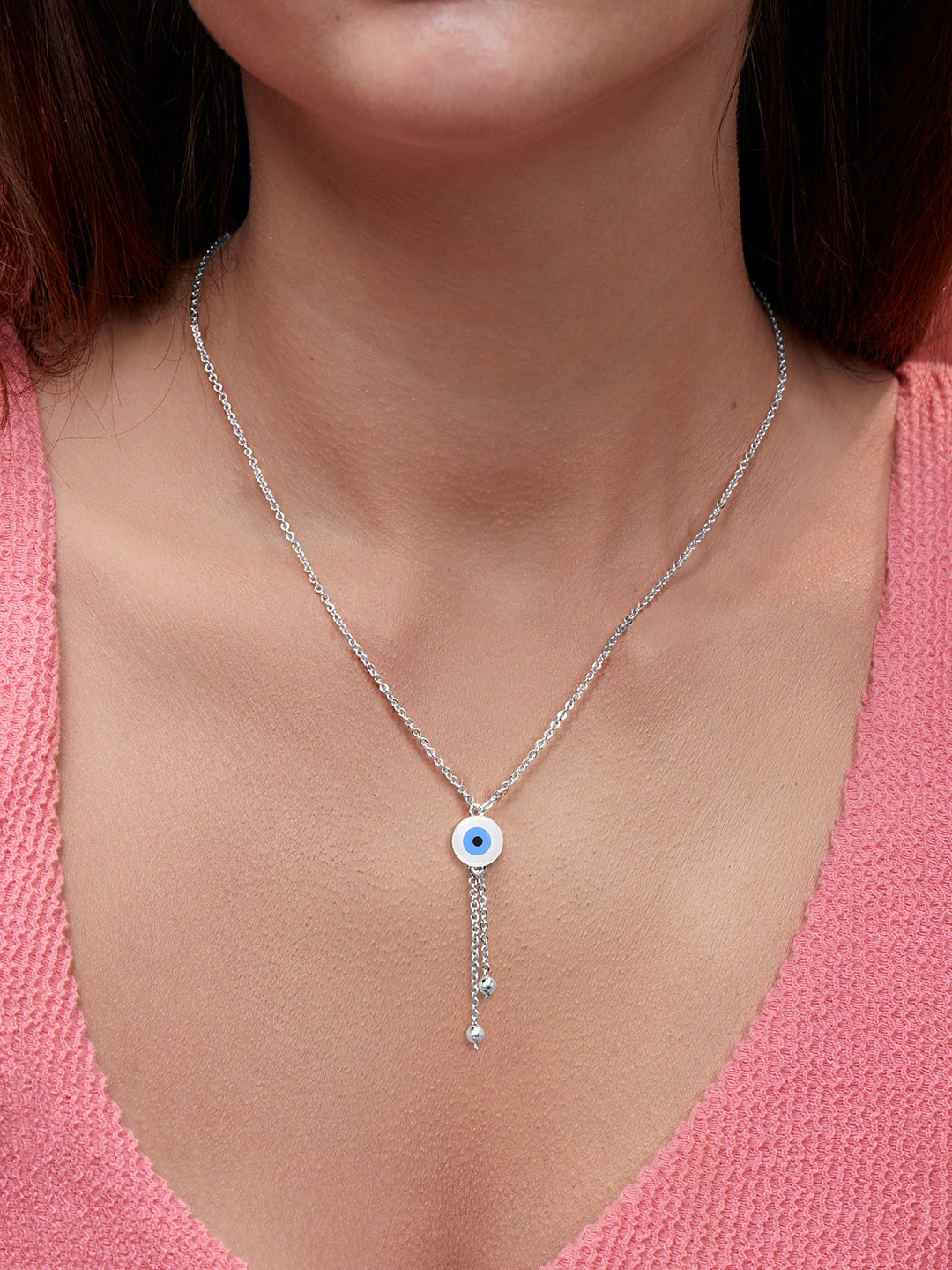 

MINUTIAE Silver-Plated Stones-Studded Necklace With Chain
