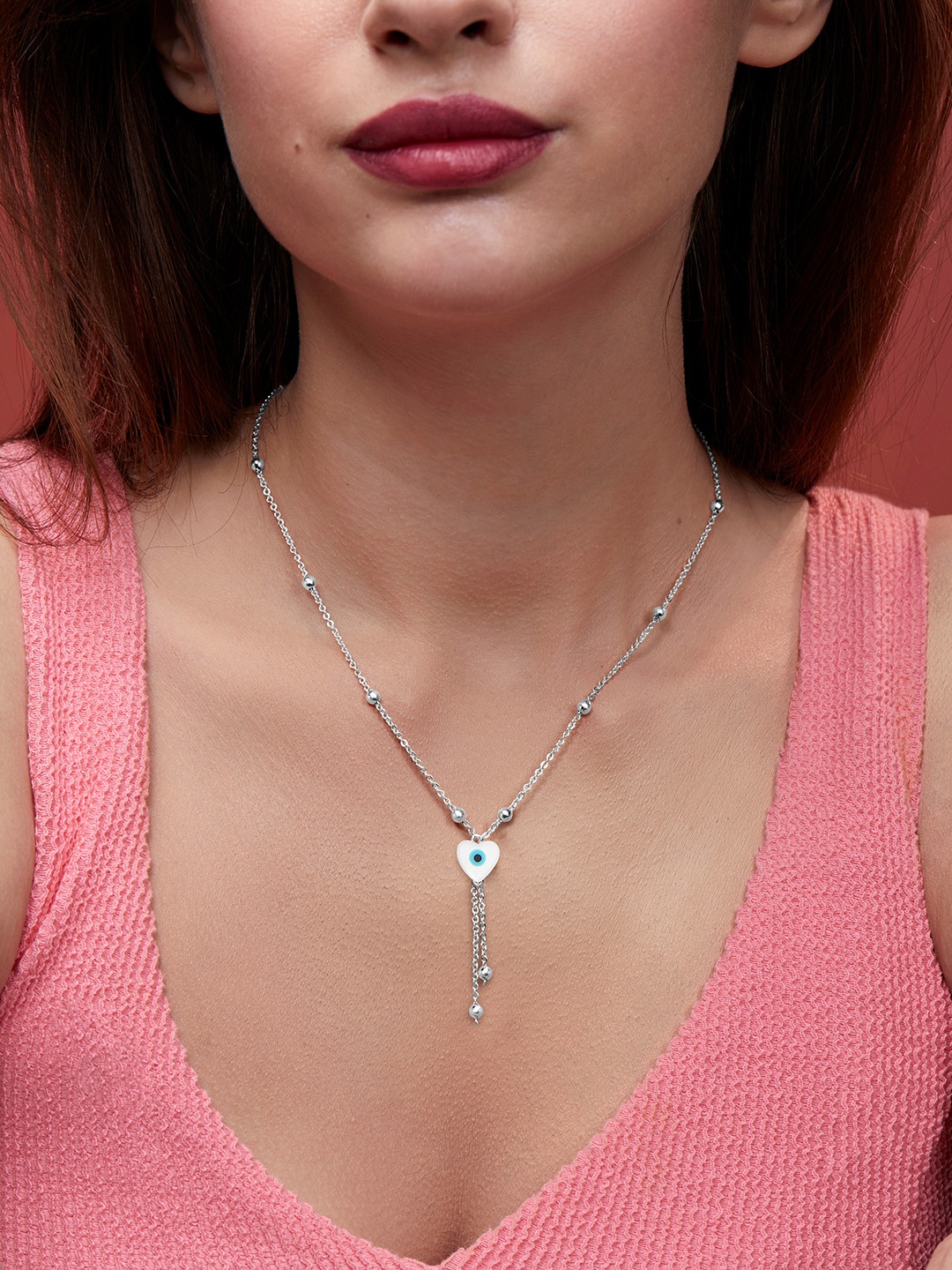 

MINUTIAE Silver-Plated Stones-Studded Necklace