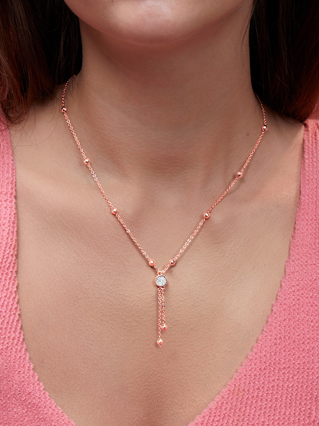

MINUTIAE Rose Gold-Plated Stones-Studded Necklace