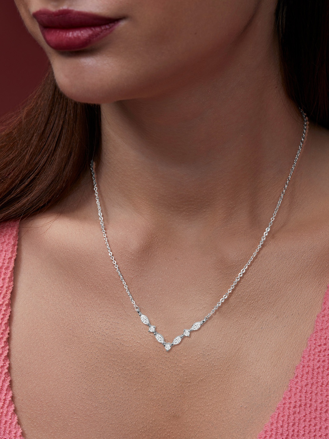 MINUTIAE Silver-Plated Stones-Studded Necklace