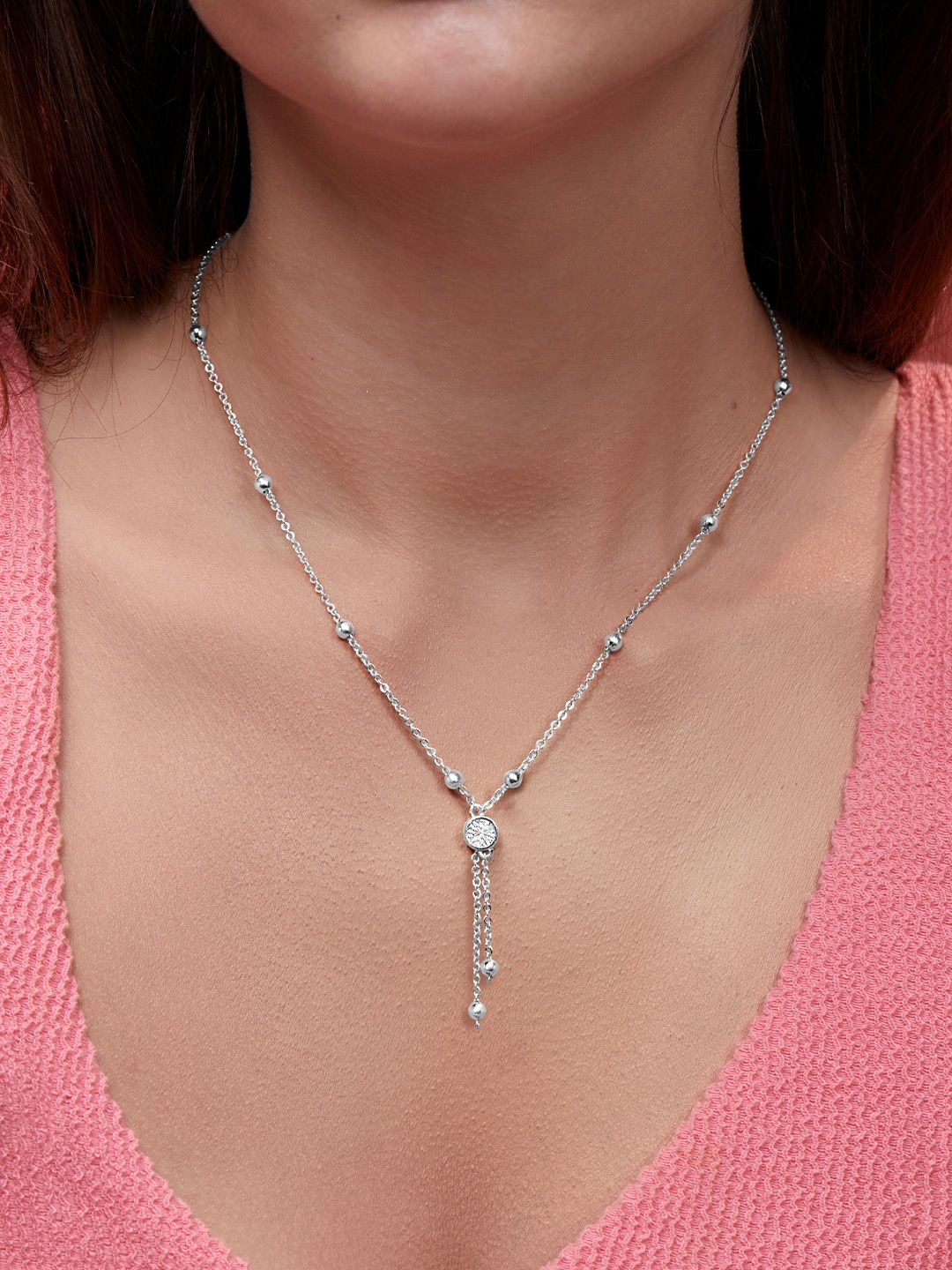 

MINUTIAE Silver-Plated Stones-Studded Necklace