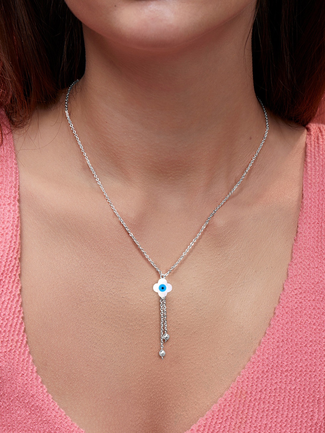 

MINUTIAE Silver-Plated Stones-Studded Necklace