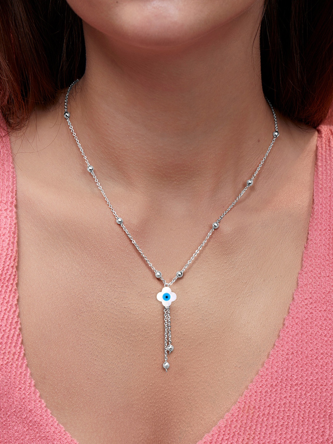 

MINUTIAE Silver-Plated Stones-Studded Necklace