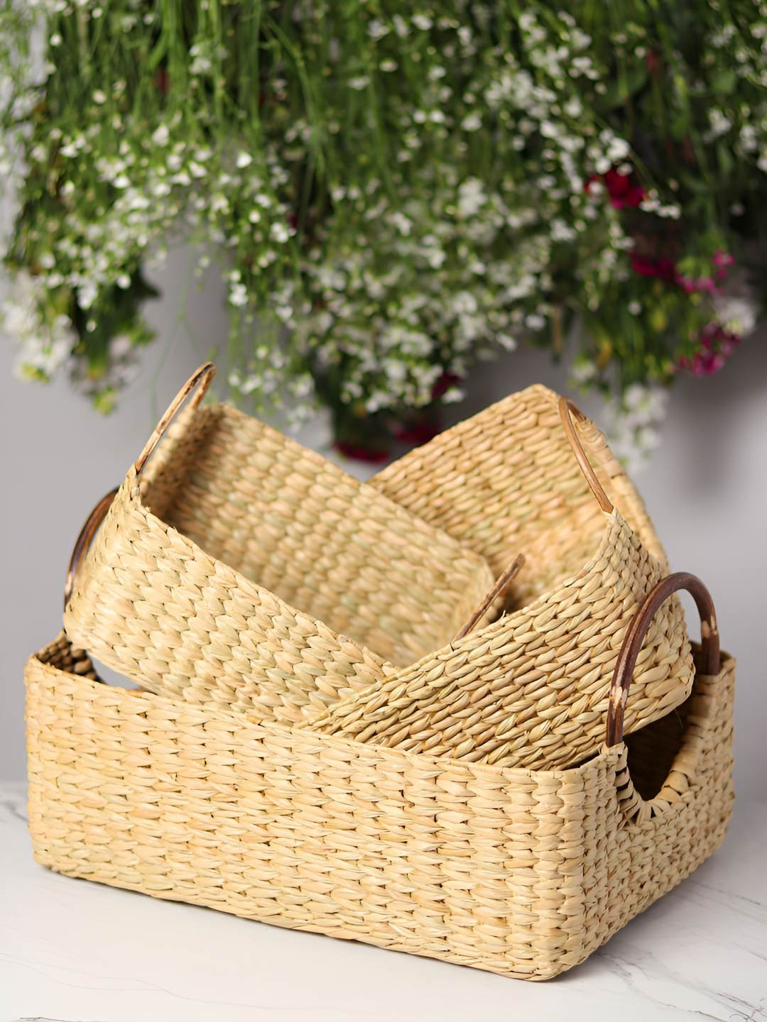 

HABERE INDIA Beige Jute Rectangular Vegetable Basket