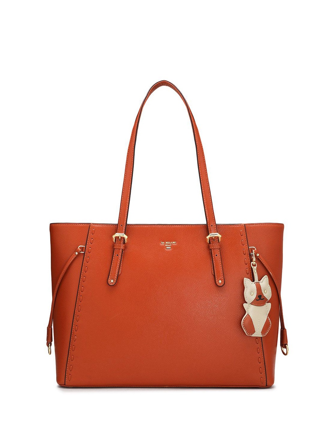 

Da Milano Leather Structured Shoulder Bag, Rust