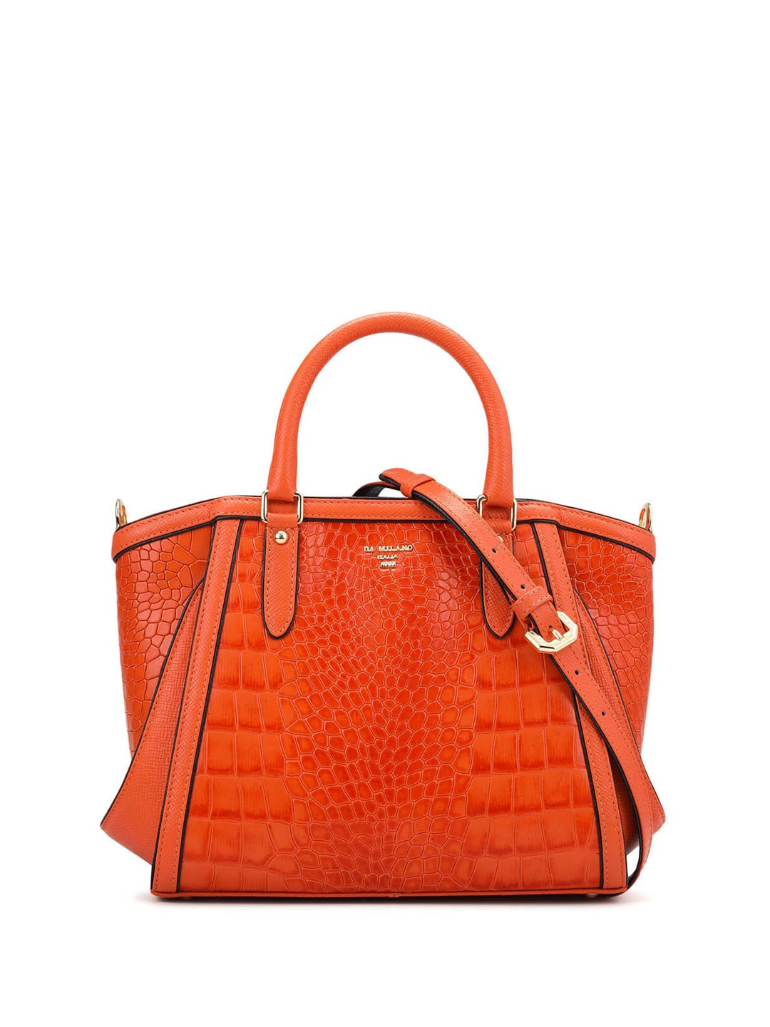 

Da Milano Textured Structured Leather Handheld Bag, Orange