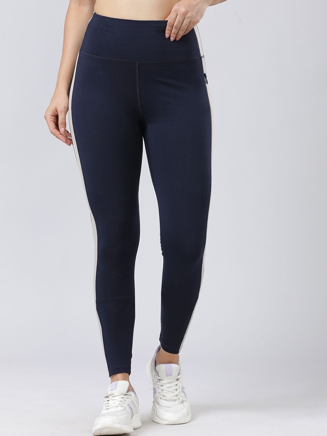 

Lovable Sport Contrast Panel Ankle-Length Sports Tights, Navy blue