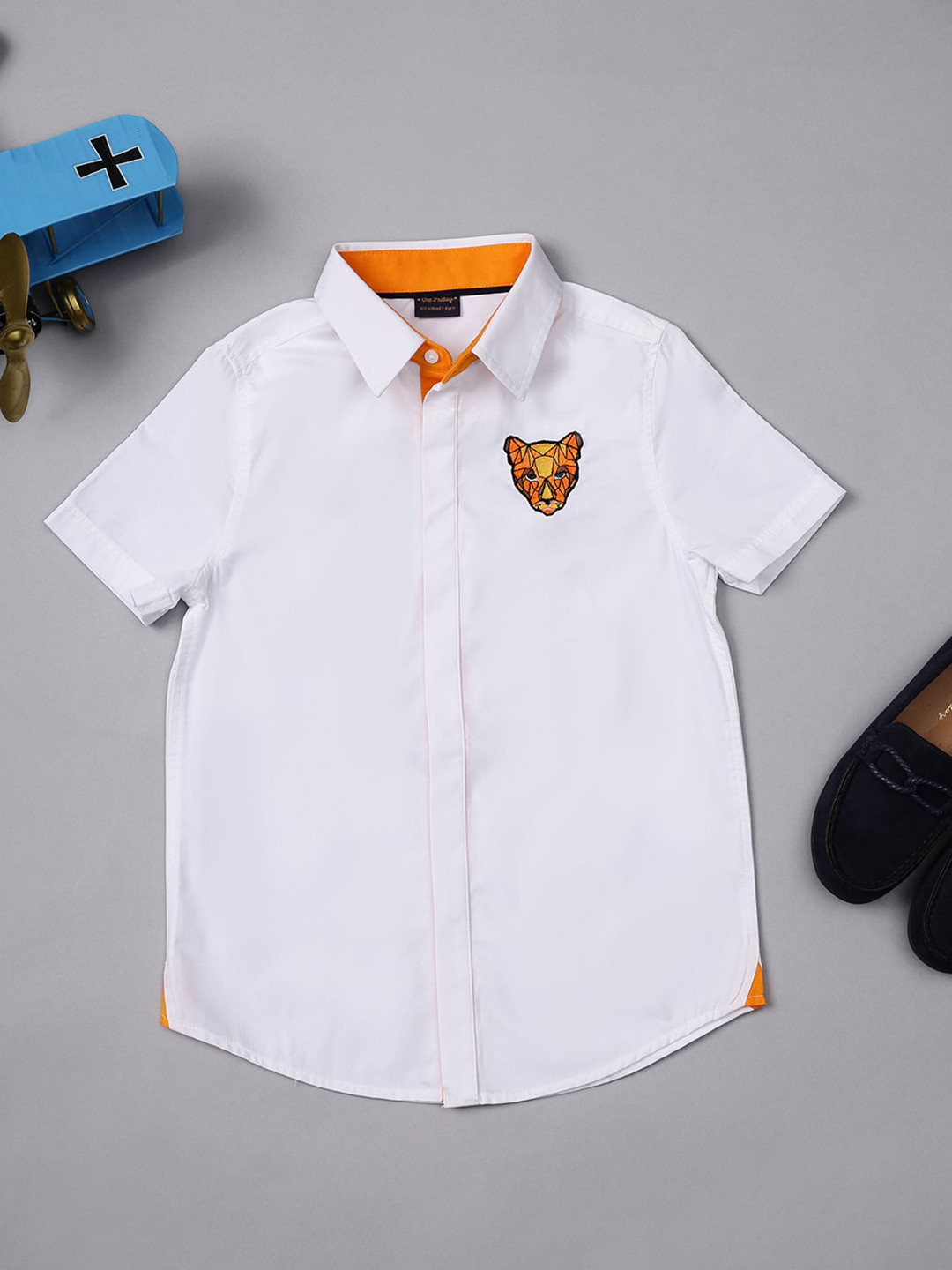 

One Friday Boys Comfort Spread Collar Cotton Shirt, White