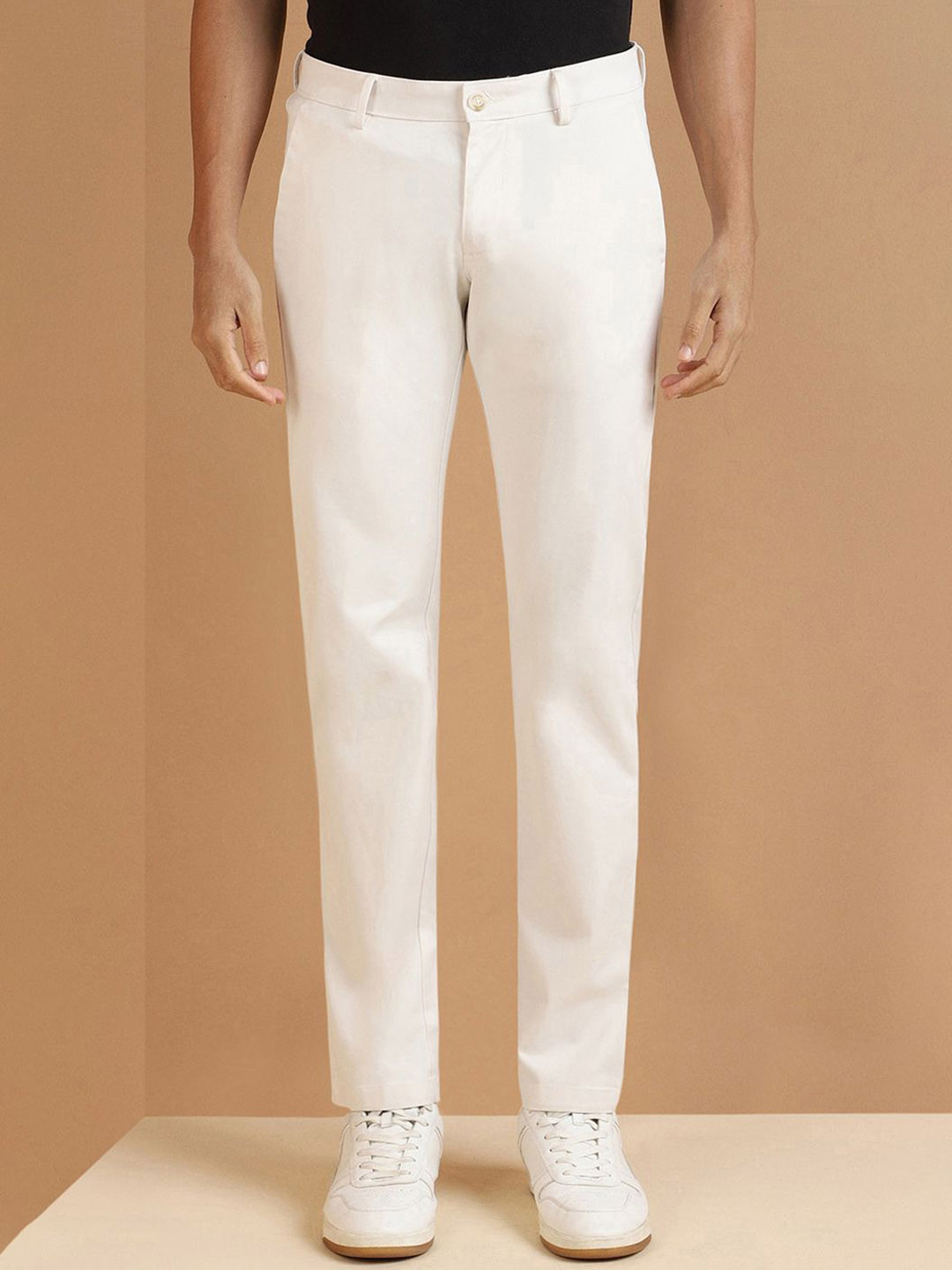 

Allen Solly Men Slim Fit Mid-Rise Plain Trousers, White