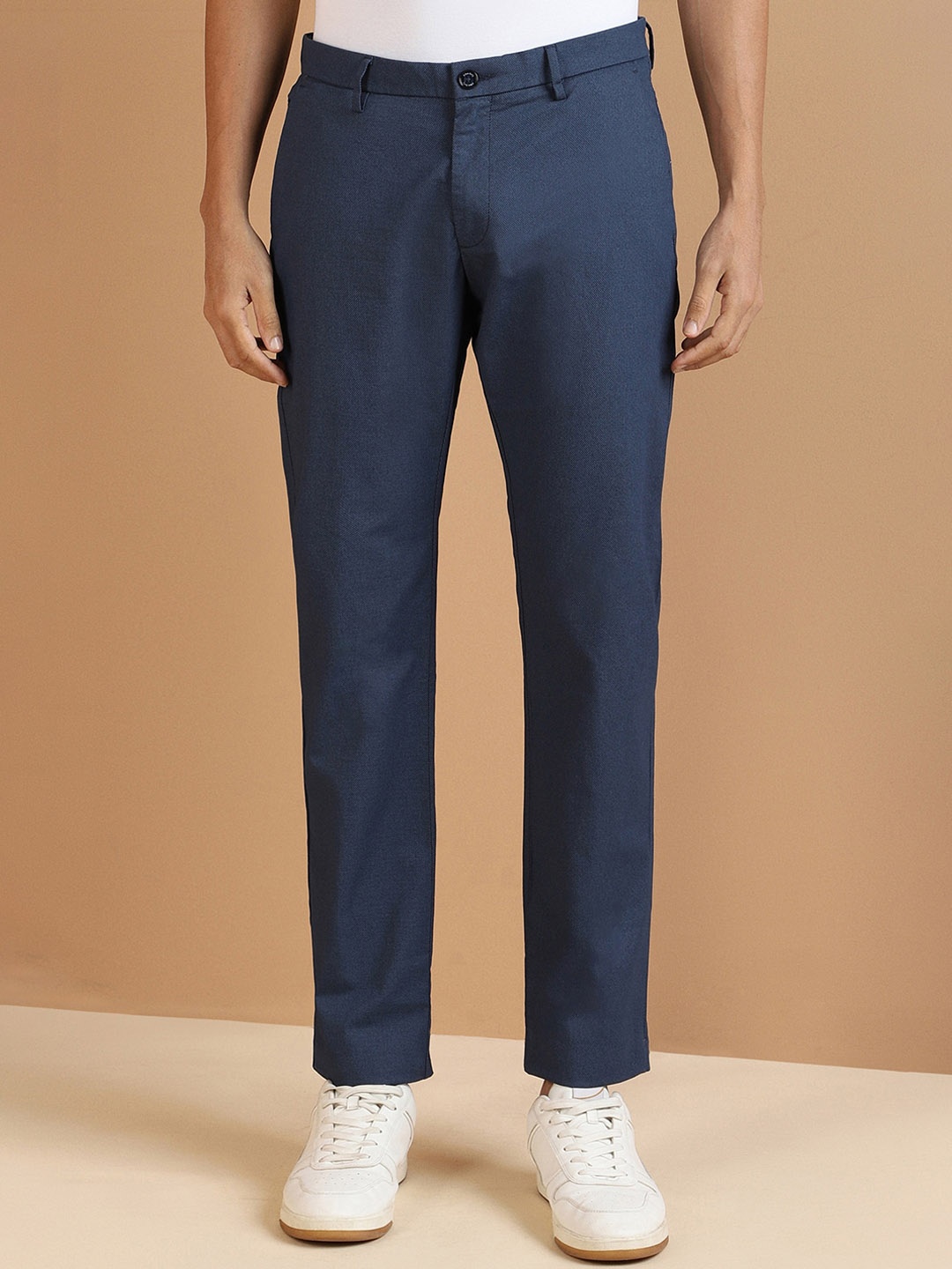 

Allen Solly Men Mid Rise Slim Fit Regular Trouser, Navy blue