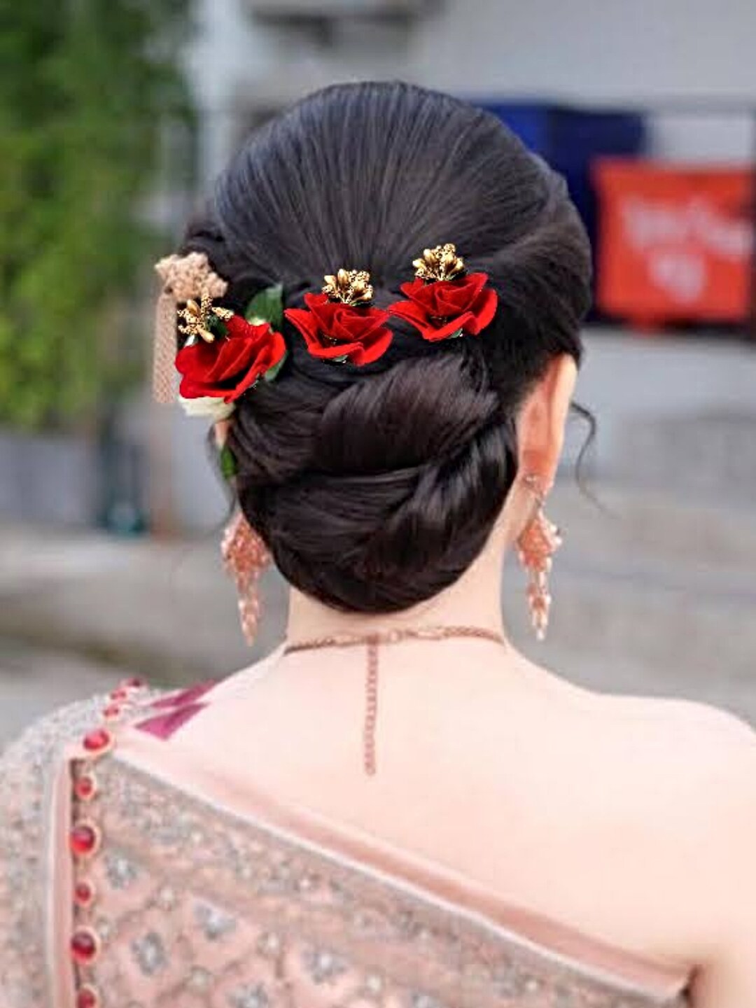 

Proplady Women Set of 3 Embellished Hairstick Hair Accessory, Red