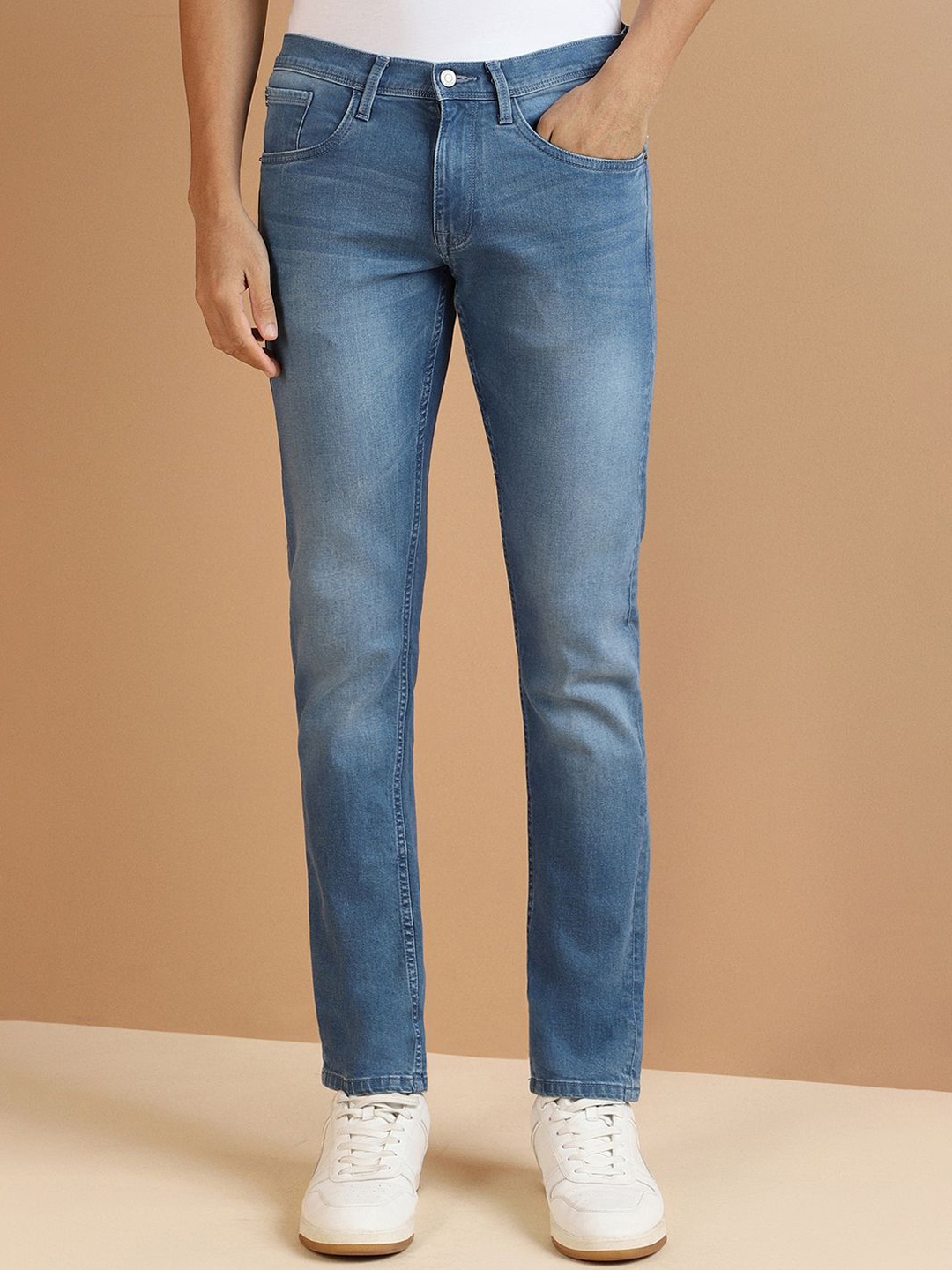 

Allen Solly Men Clean Look Light Fade Medium Shade Non Stretchable Slim Fit Jeans, Blue