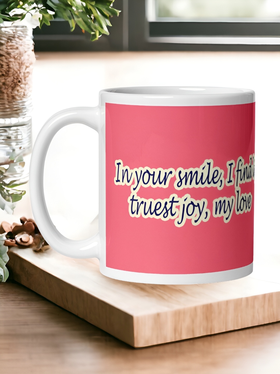 

bettergiftflowers Pink & White Printed Ceramic Matte Smooth Surface Mug 350ml