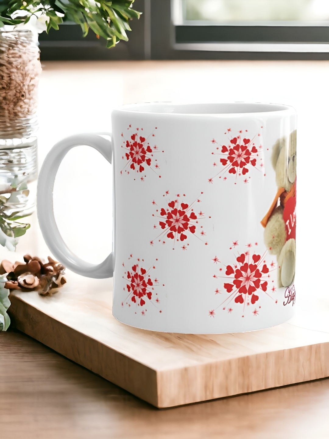 

bettergiftflowers White & Red Printed Ceramic Matte Smooth Surface Mug 350ml