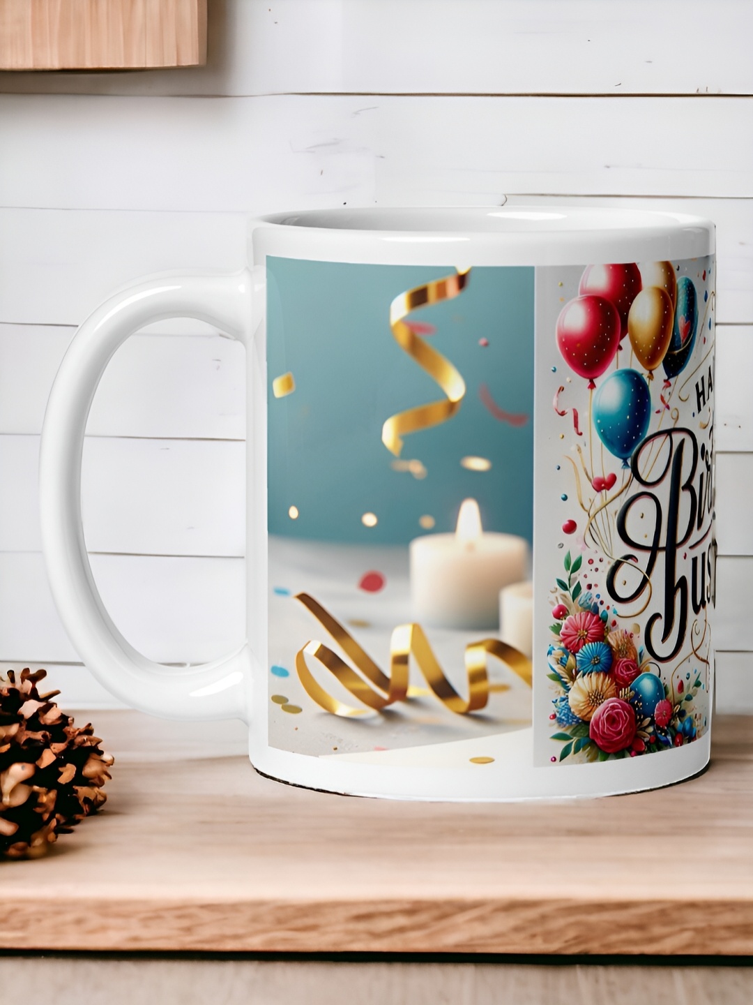 

bettergiftflowers Teal Green & White Printed Ceramic Matte Smooth Surface Mug 350ml