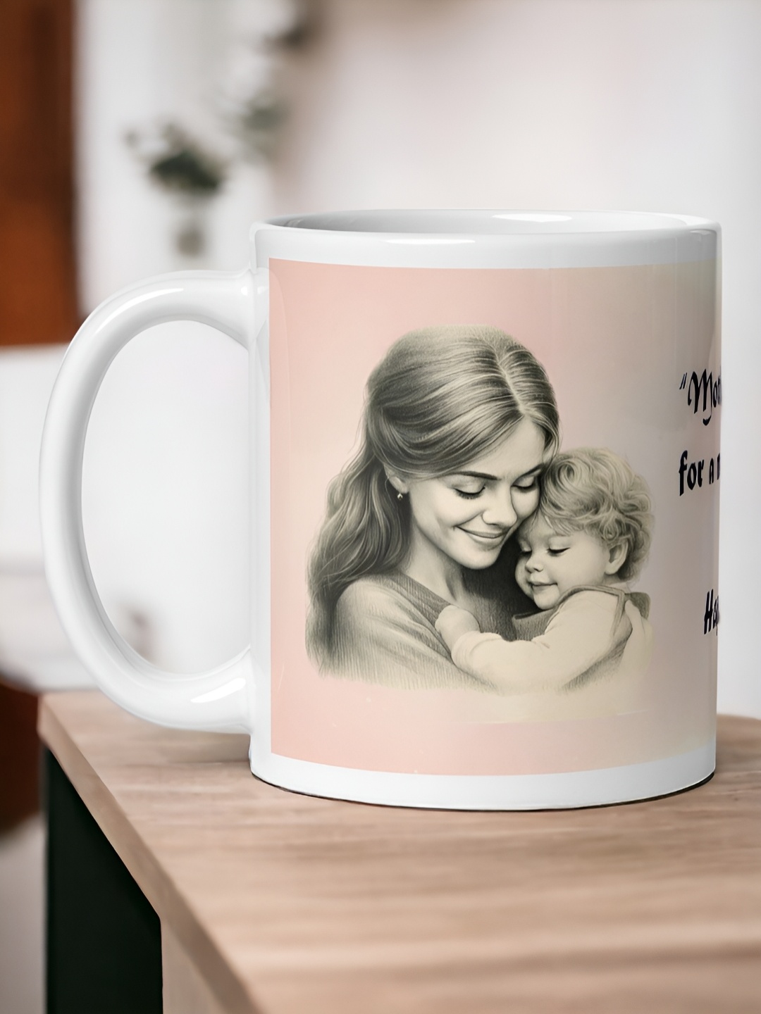 

bettergiftflowers Pink & Brown Printed Ceramic Matte Smooth Surface Mug 350ml