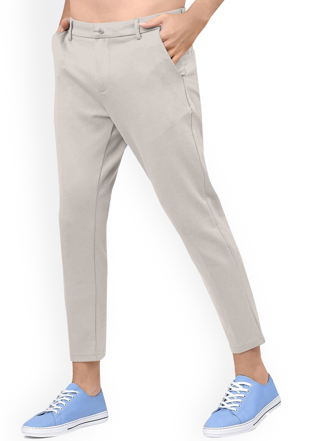 

Fashion FRICKS Men Mid-Rise Lycra Plain Regular Trousers Trousers, Cream