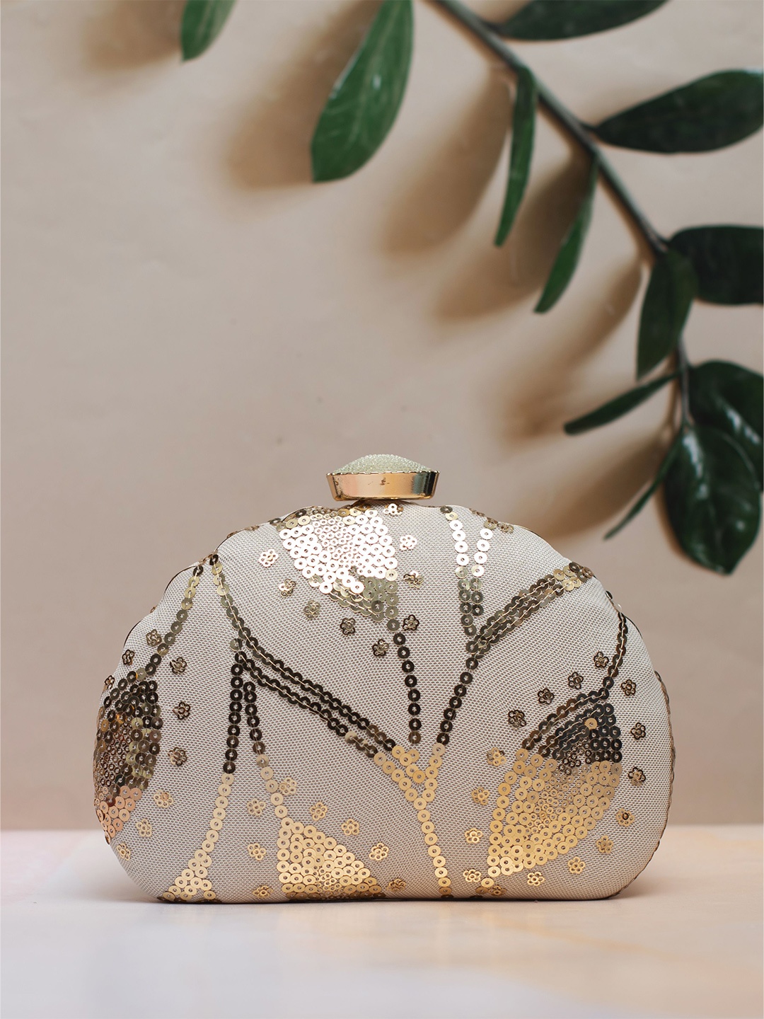 

ARTKLIM Embellished Box Clutch, Cream