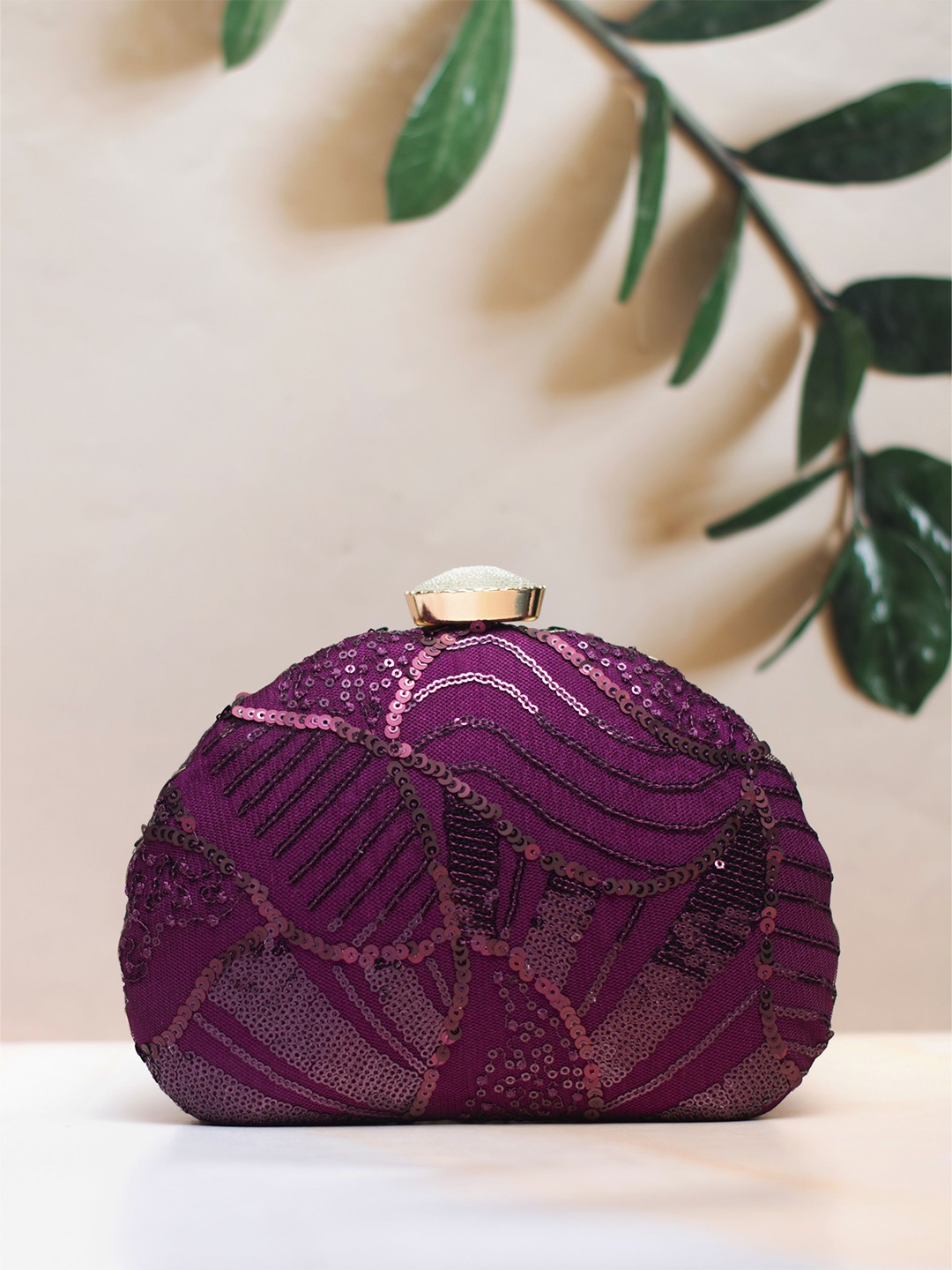 

ARTKLIM Embellished Box Clutch, Purple