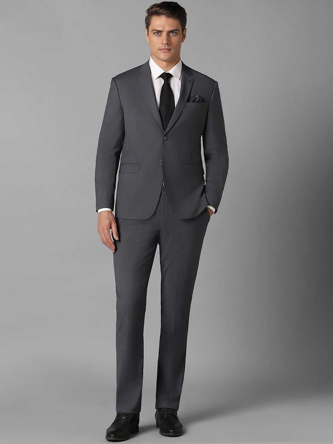 

Louis Philippe Textured Single-Breasted Slim-Fit 2-Piece Formal Suit, Grey