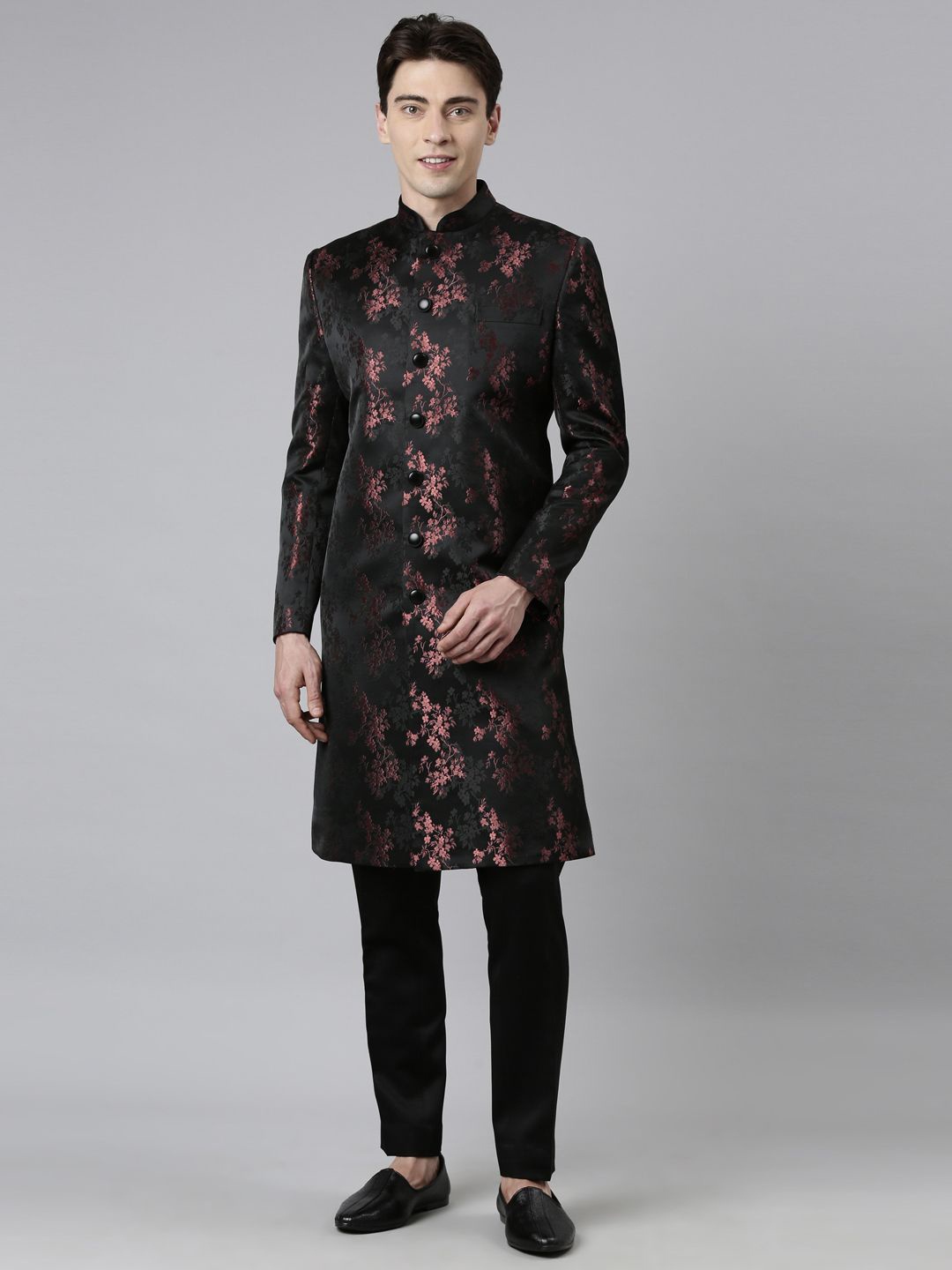 

TheEthnic.Co Self Design Indo Set, Black