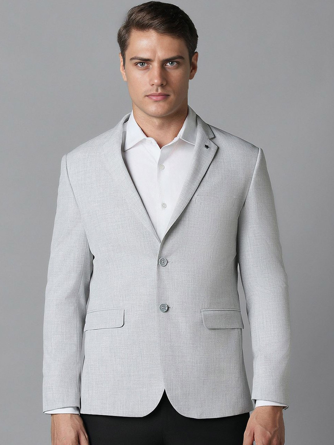 

Louis Philippe Textured Single-Breasted Slim Fit Formal Blazer, Grey