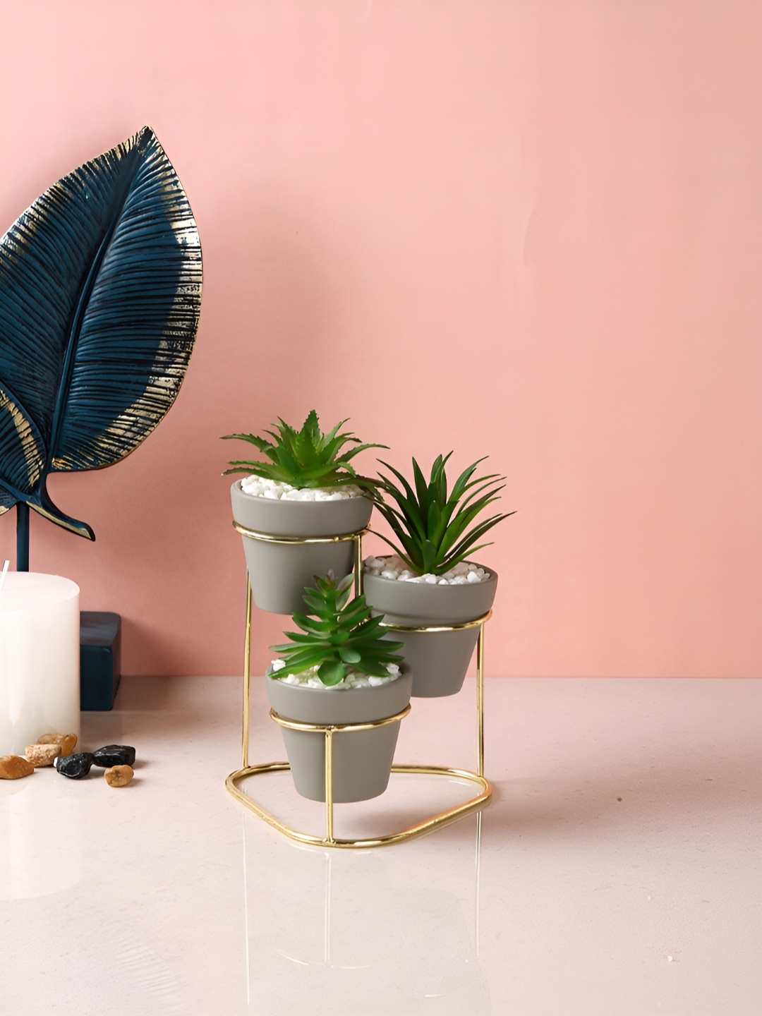 

TAYHAA Grey 3 Pieces Artificial Plant With Pot