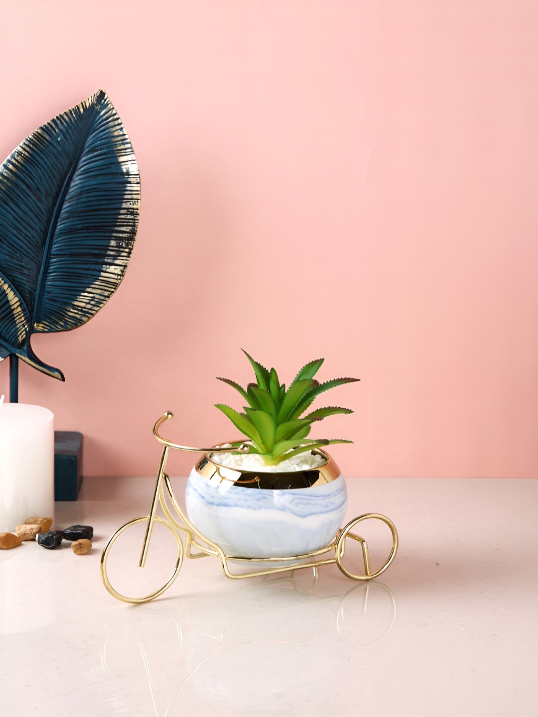 

TAYHAA White & Green Aloe Vera Artificial Plant With Pot