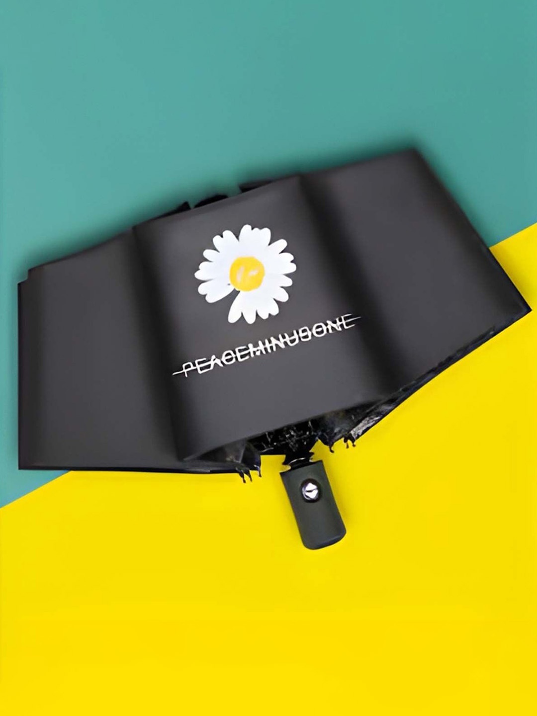 

KEKEMI Automatic 3 Fold Flower Print Umbrella, Black