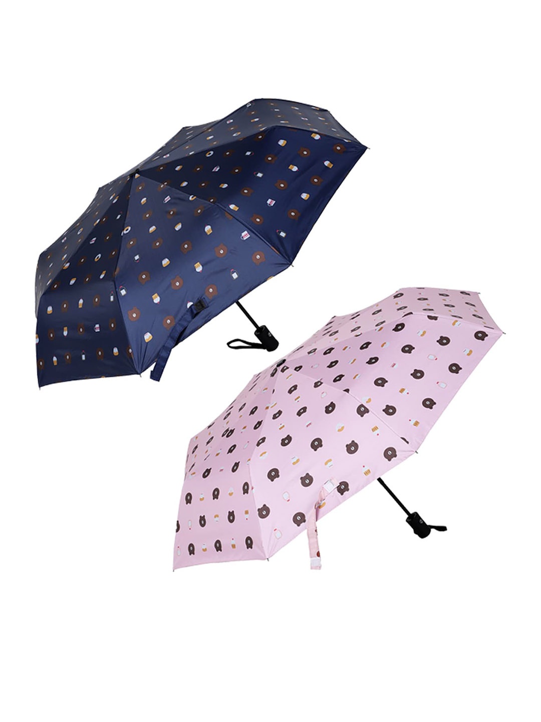 

KEKEMI 3 Fold Bear Printed Automatic Umbrella (Pack of 2), Pink