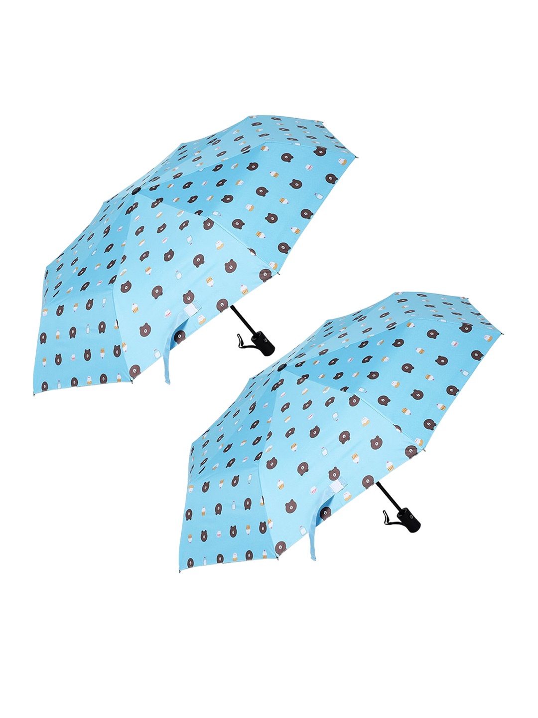 

KEKEMI Pack of 2 Manual 3 Fold Cartoon Printed Umbrella, Blue