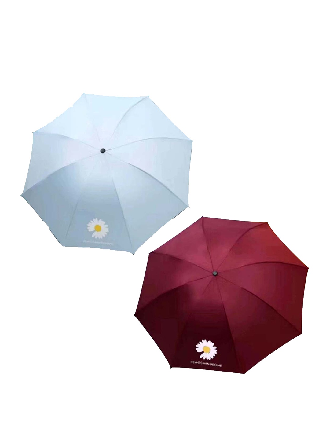 

KEKEMI Pack of 2 Manual 3 Fold Flower Print Umbrella, Blue