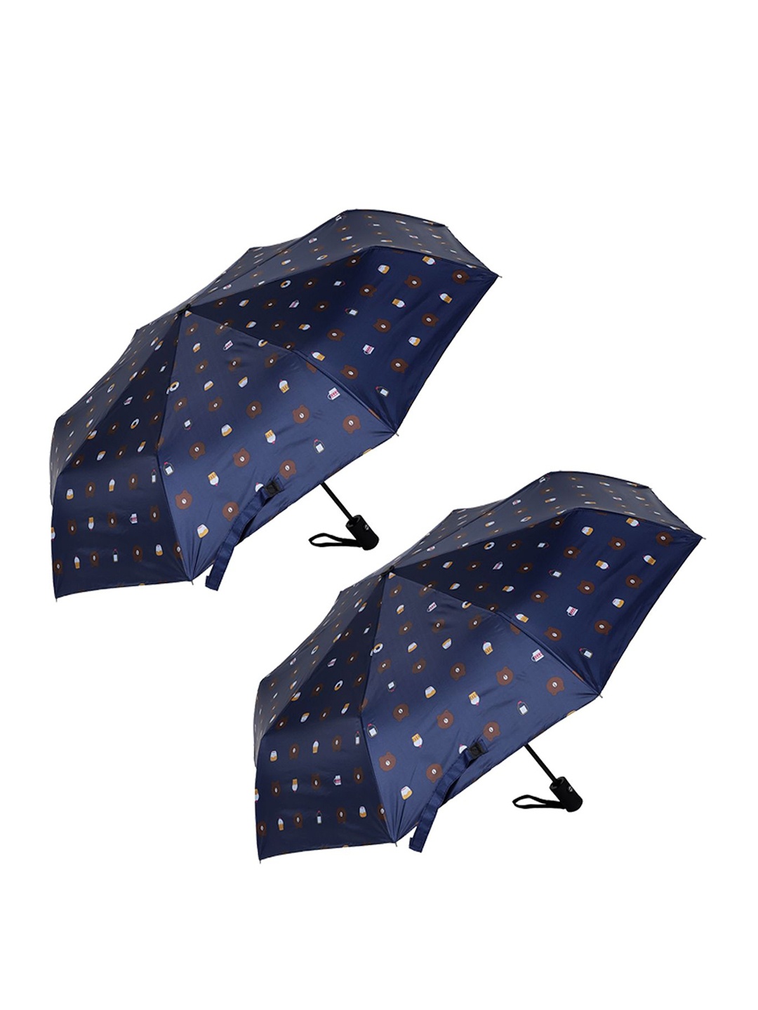 

KEKEMI Pack of 2 Manual 3 Fold Cartoon Characters Printed Umbrellas, Blue