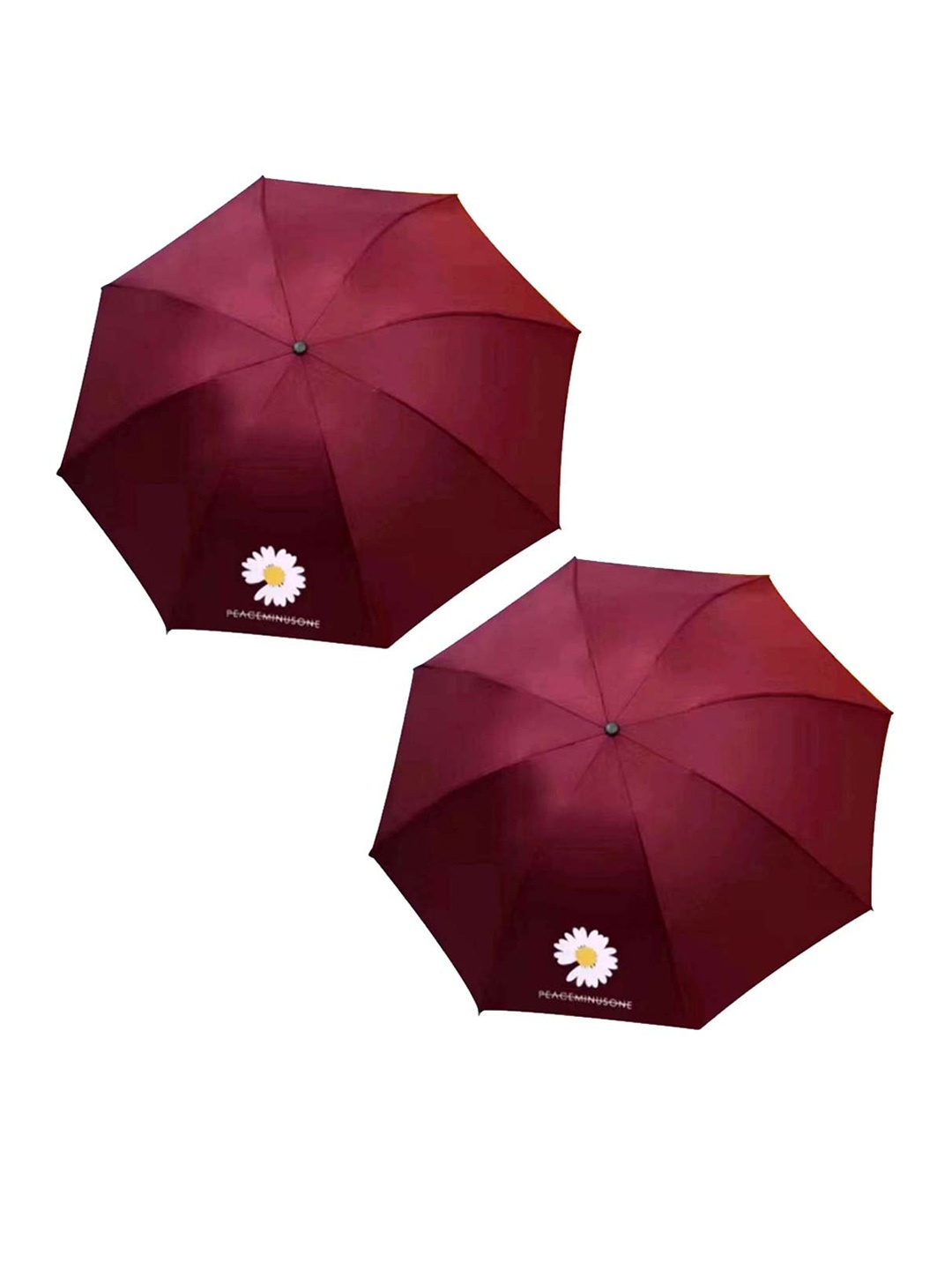 

KEKEMI Manual 3 Fold Flower Print Umbrella (Pack of 2), Maroon