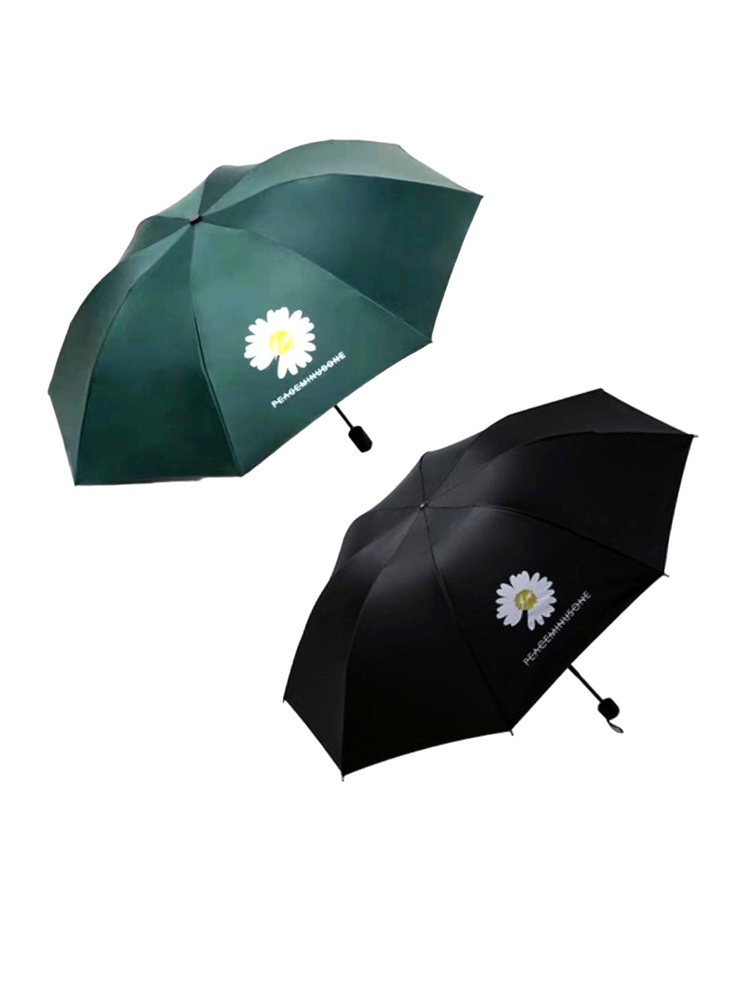 

KEKEMI Automatic 3 Fold Flower Print Umbrella (Pack of 2), Black