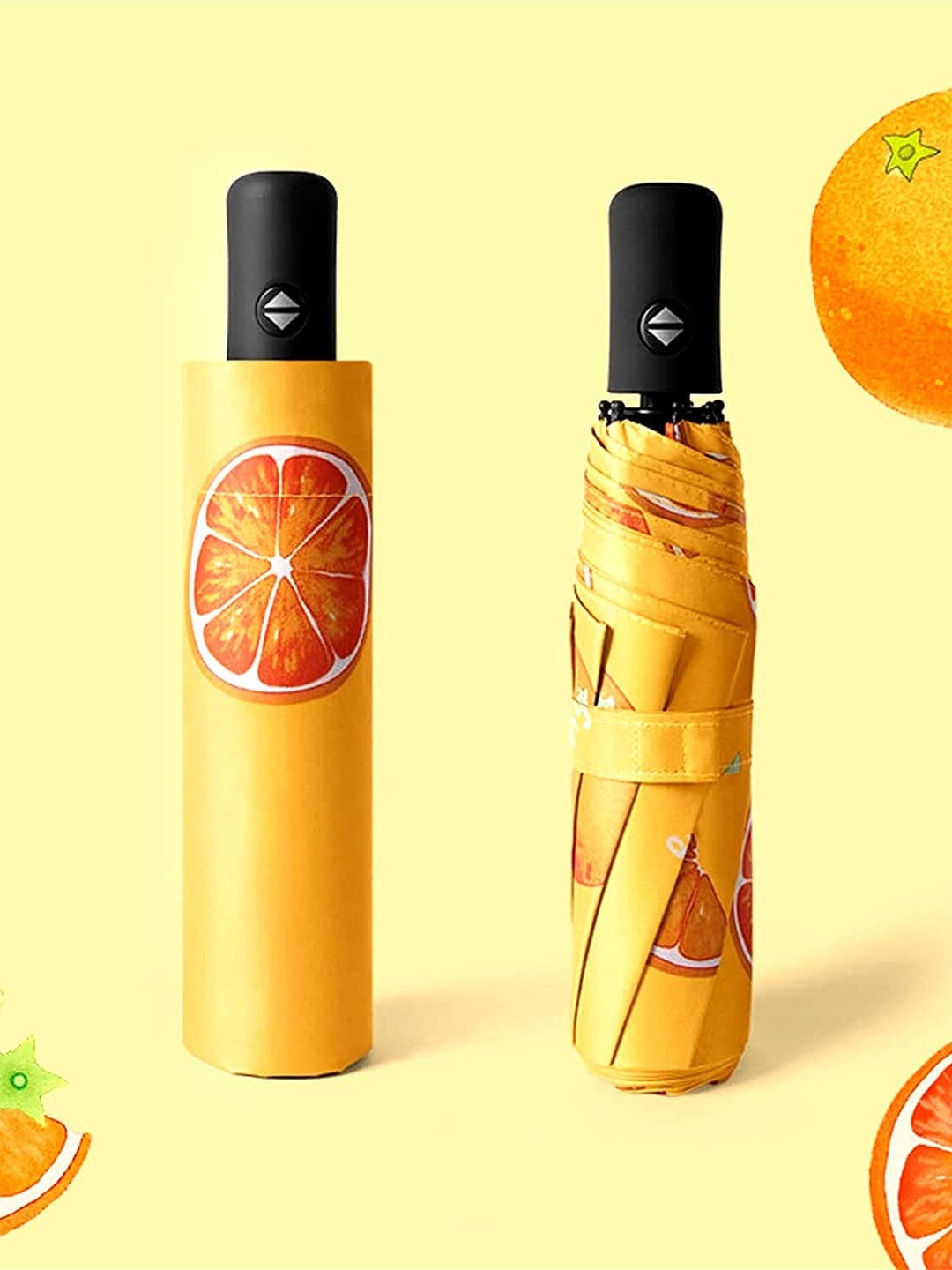 

KEKEMI Automatic 3 Fold Fruit Umbrellas (Pack of 1), Orange