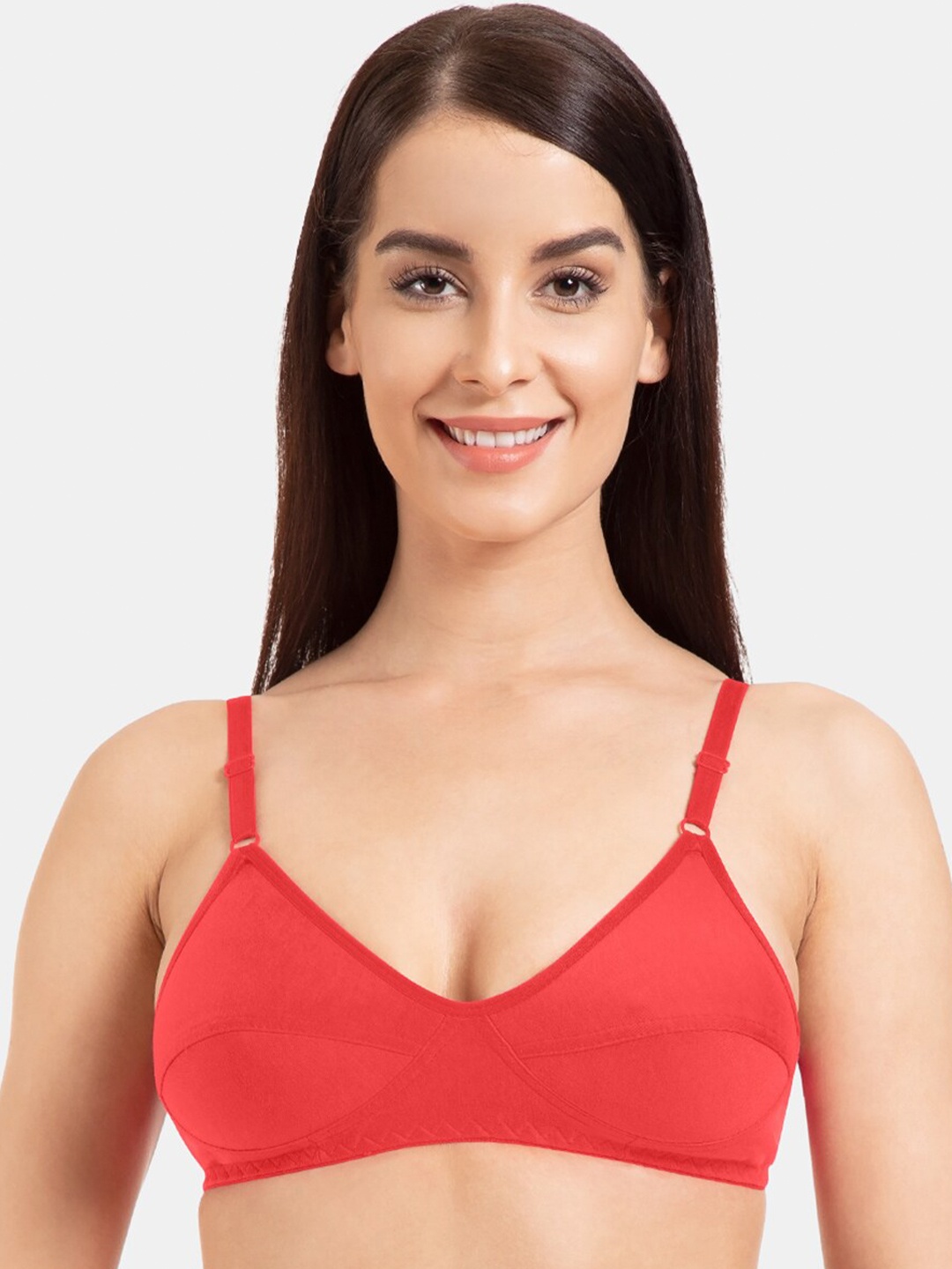 

KOMLI Full Coverage Non Padded Cotton T-shirt Bra With All Day Comfort, Coral